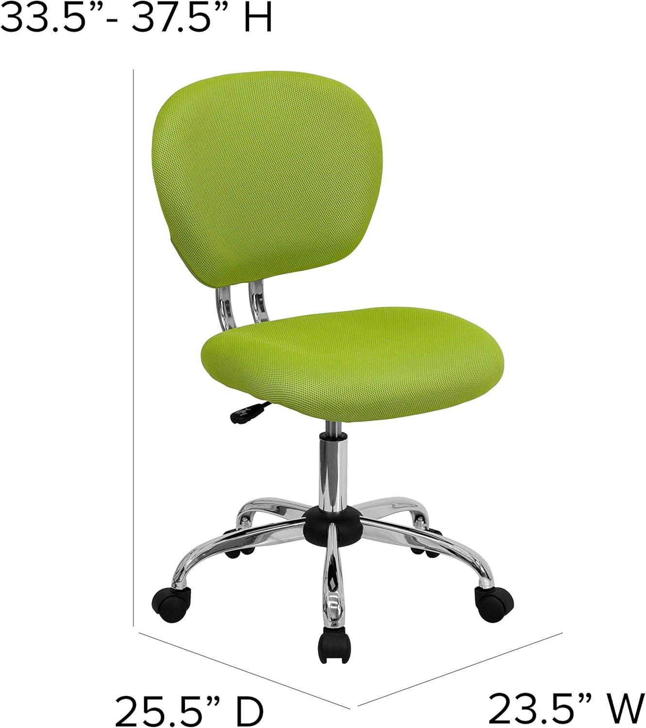 Flash Furniture Mid-Back Apple Green Mesh Padded Swivel Task Office Chair with Chrome Base