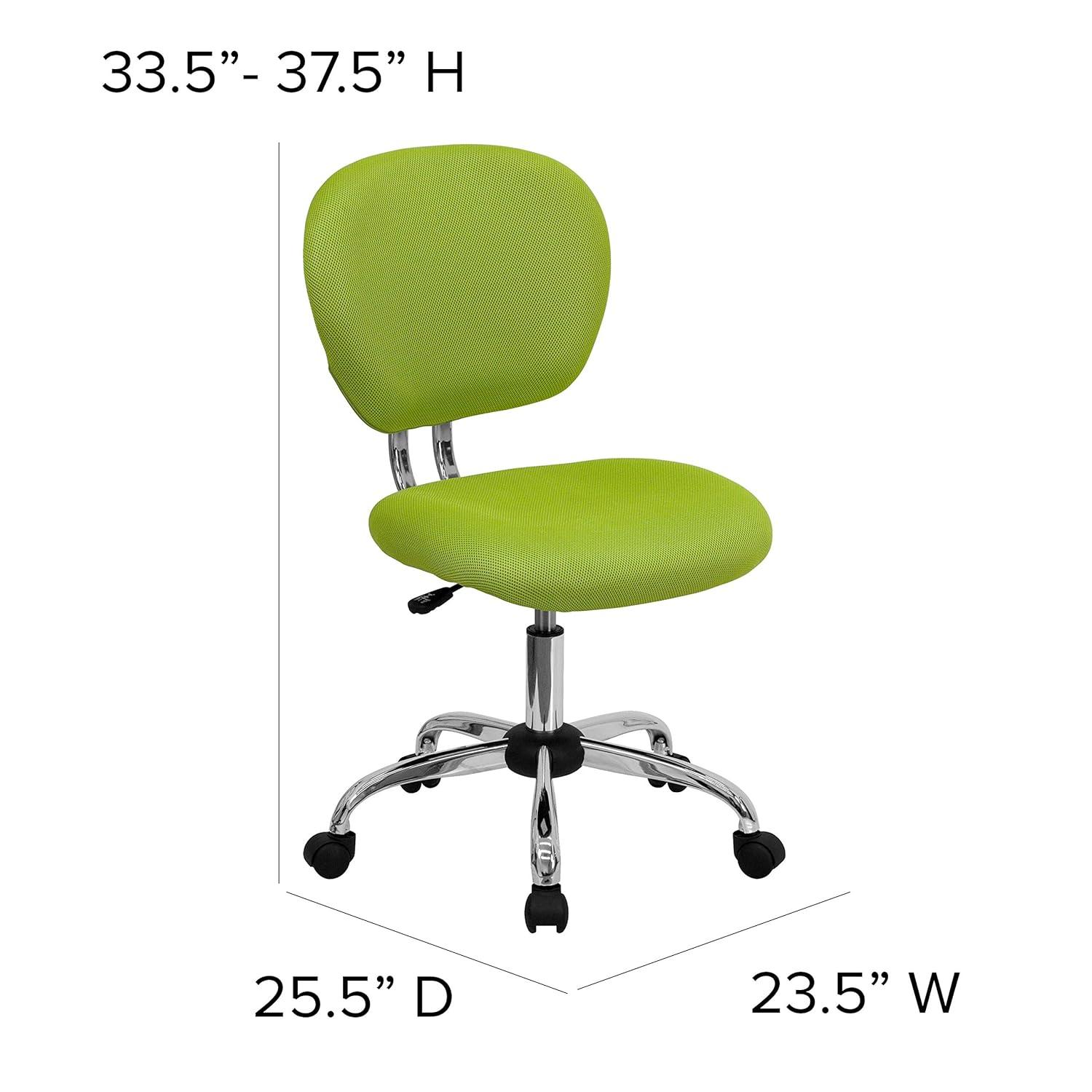 BizChair Mid-Back Apple Green Mesh Padded Swivel Task Office Chair with Chrome Base