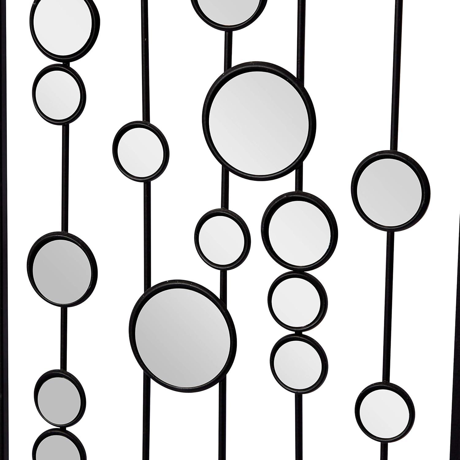 Mercer41 Metal Geometric Black Wall Decor with Round Mirror Accents Set