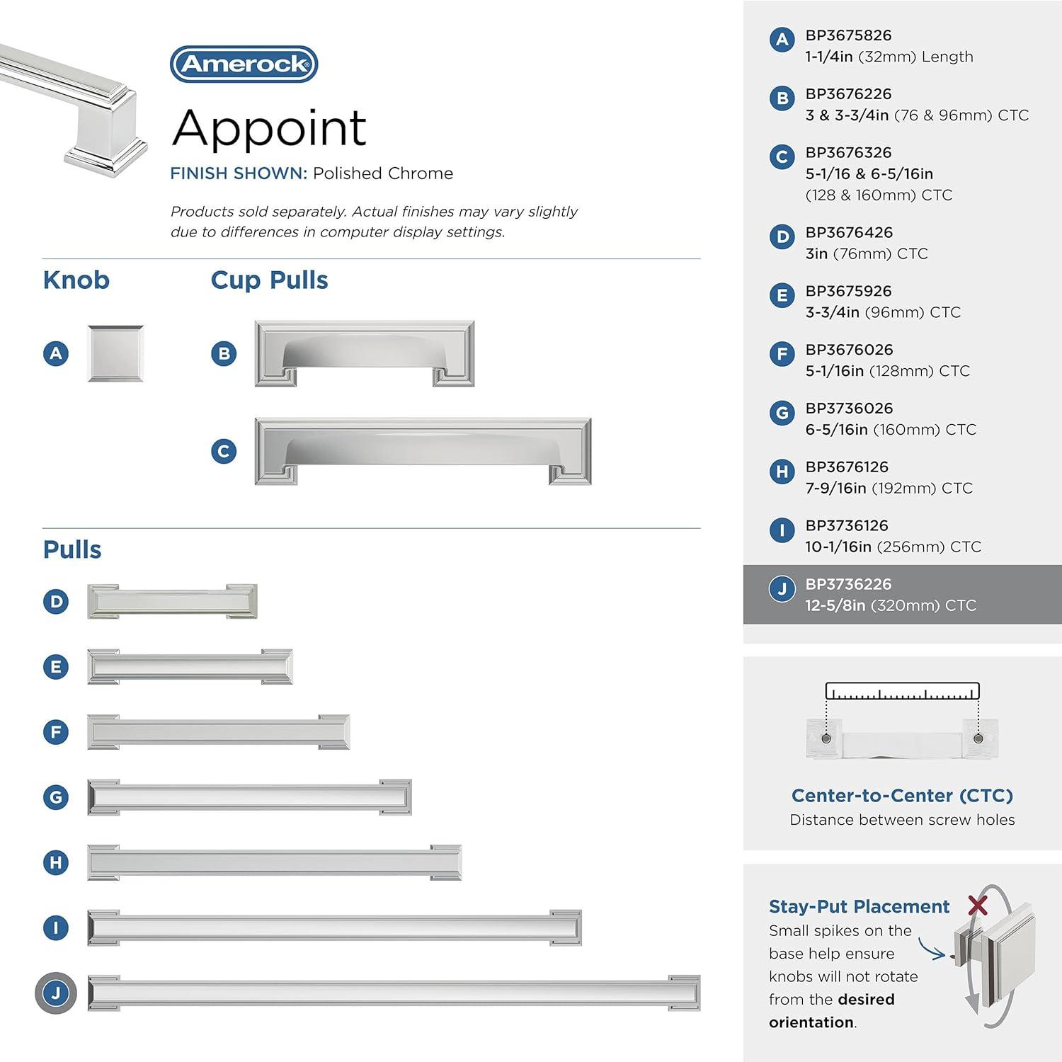 Appoint 12-5/8 in (320 mm) Center-to-Center Cabinet Pull