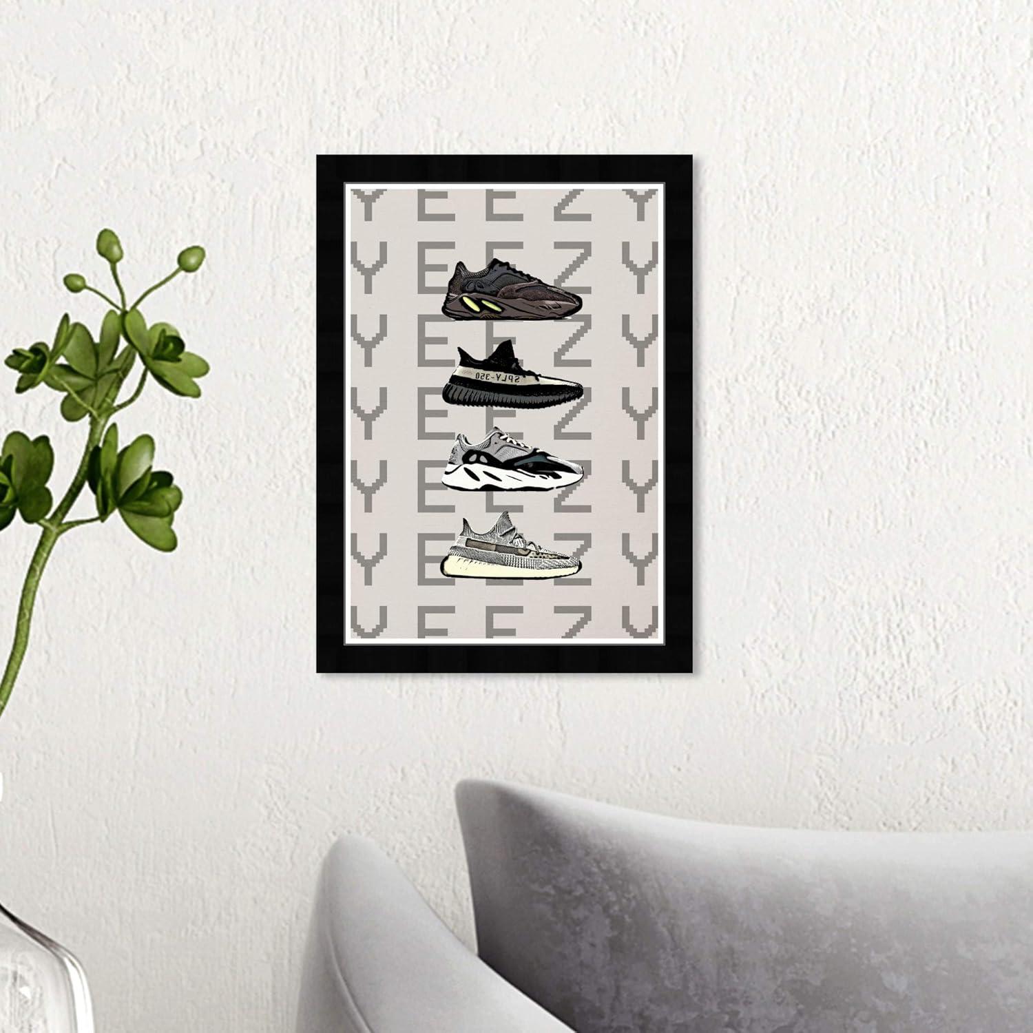 Gray and Black Hypebeast Sneakers Framed Wall Art