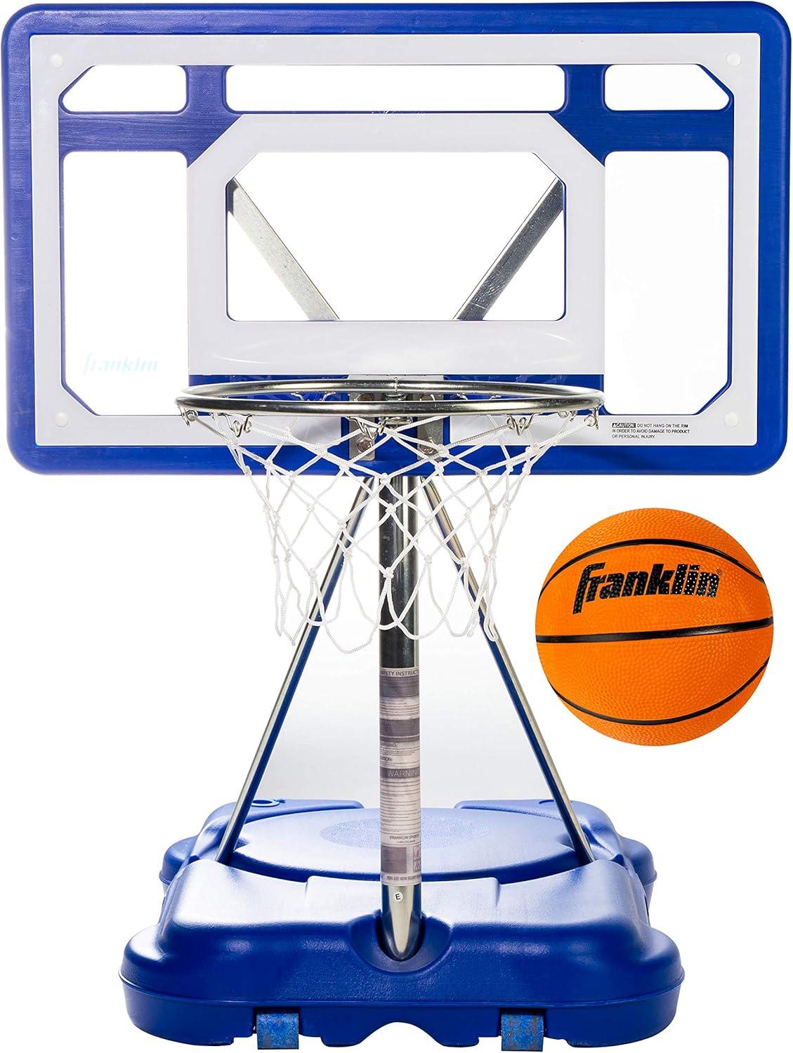 Portable Blue and White Steel Poolside Basketball Hoop