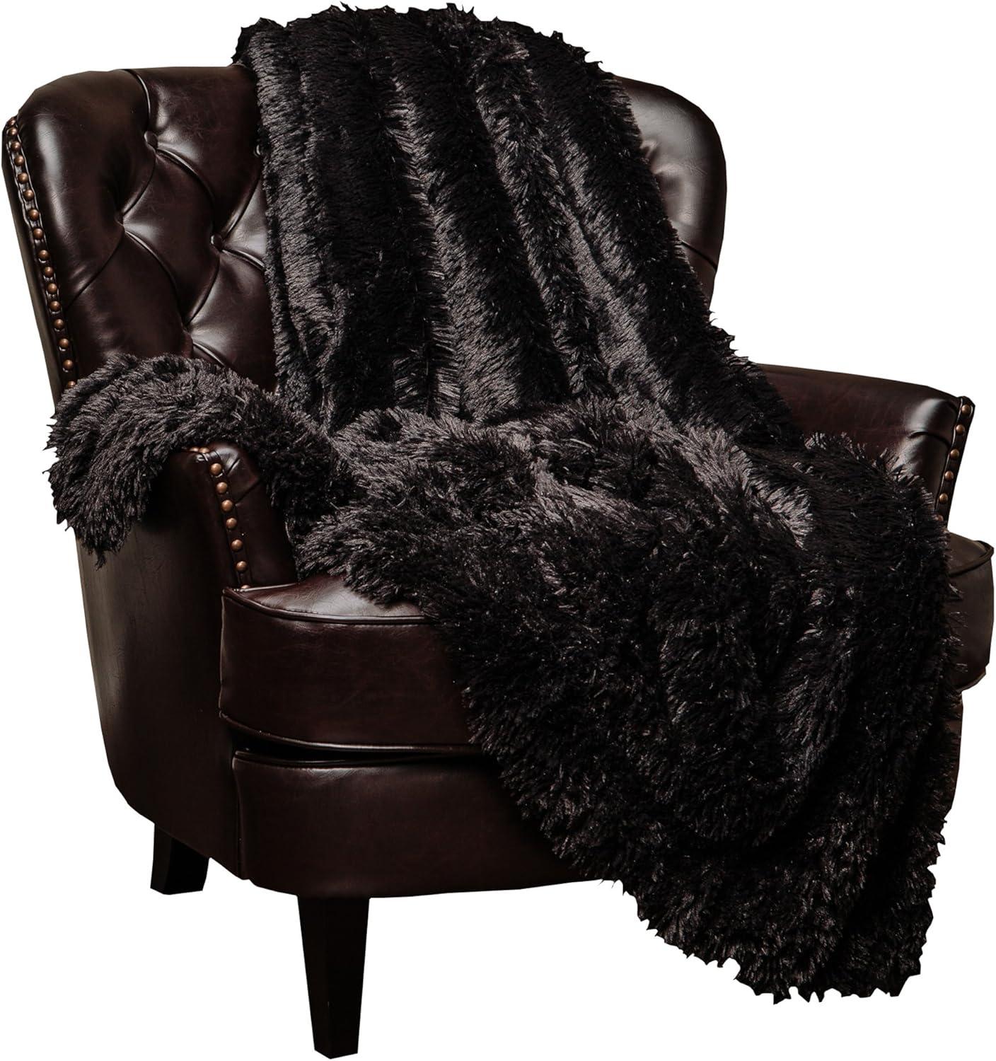 Chanasya Solid Faux Long Fur Fuzzy Throw Blanket