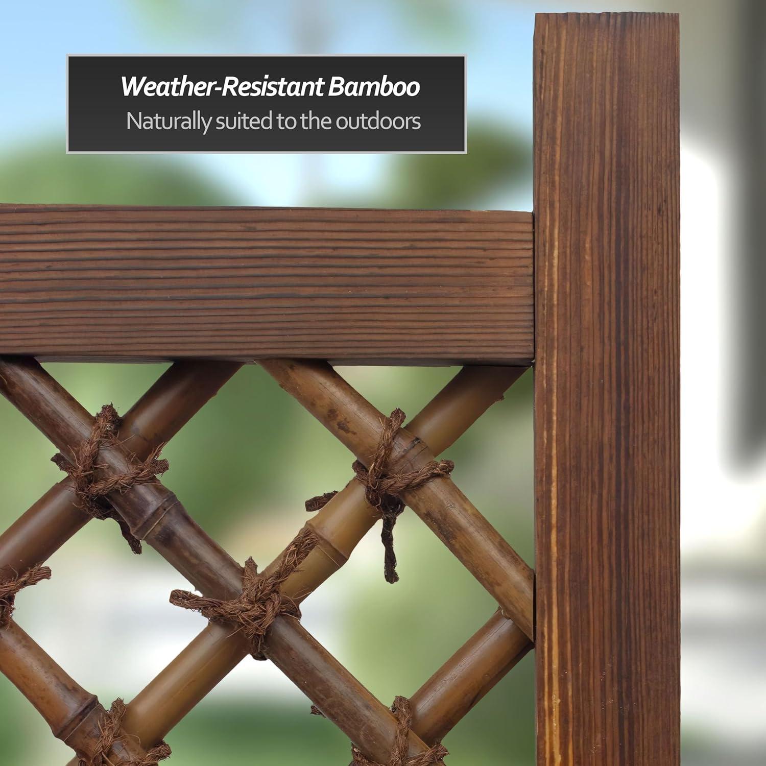 Red Lantern 4 ft. x 5 ft. Kogeta Zen Garden Bamboo Fence Panel