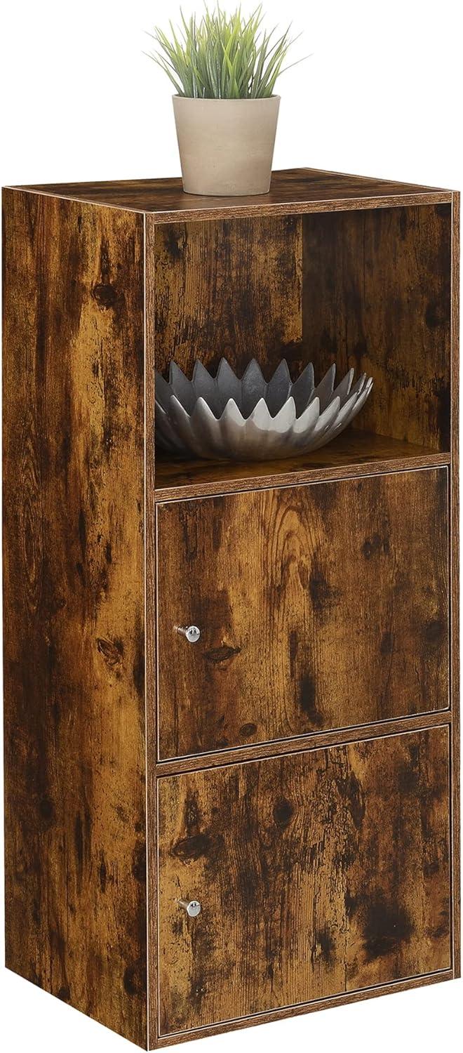 Traditional Barnwood Storage Cabinet with Shelving and Doors