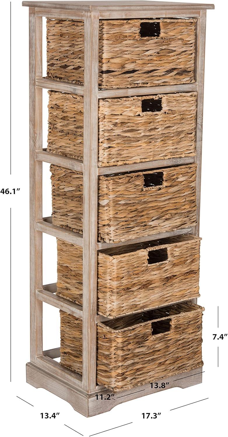 Vedette 5 Wicker Basket Storage Tower - AMH5739 - White Wash - Safavieh Couture