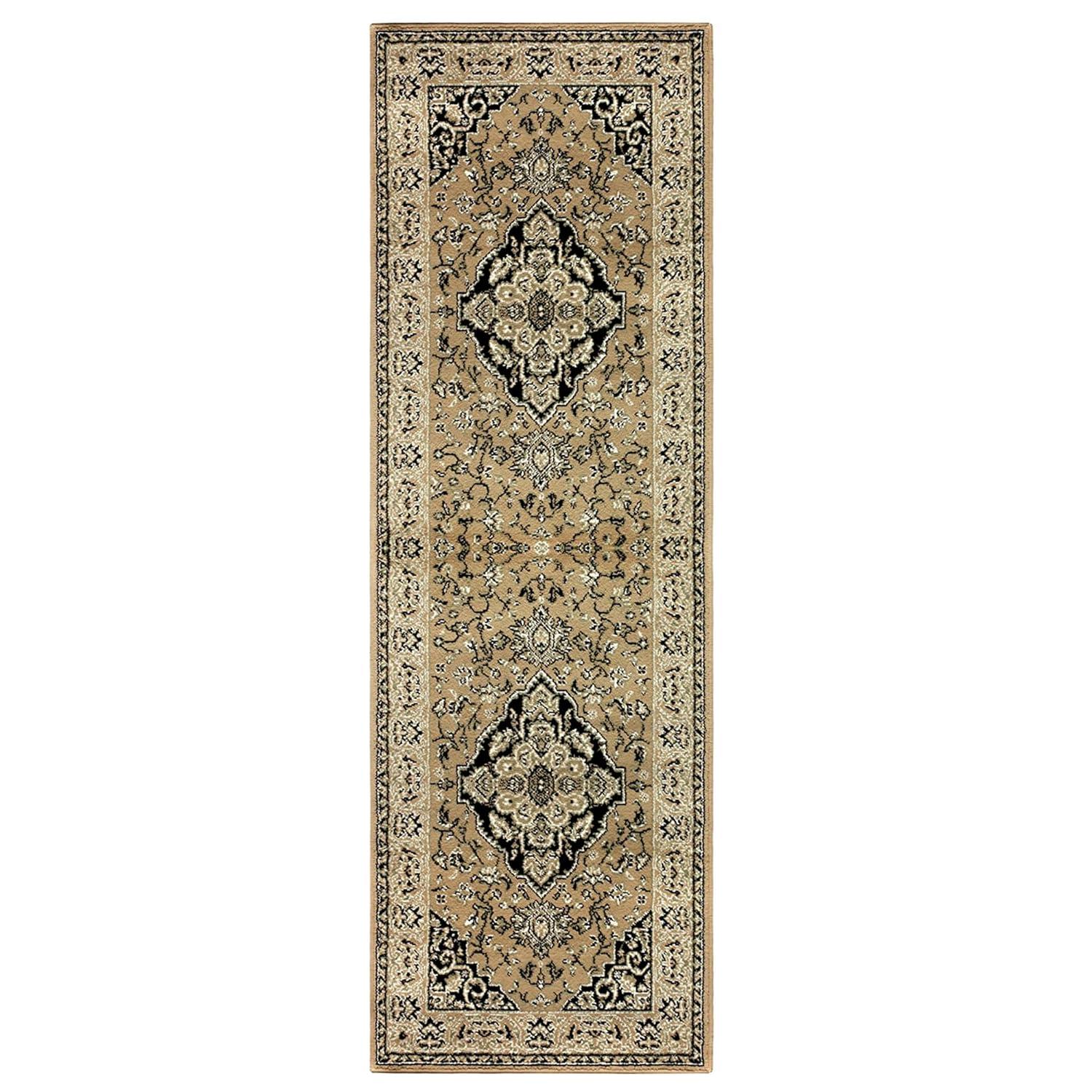 Superior Glendale Oriental Medallion Indoor Runner Rug, 2'7"x8', Gold