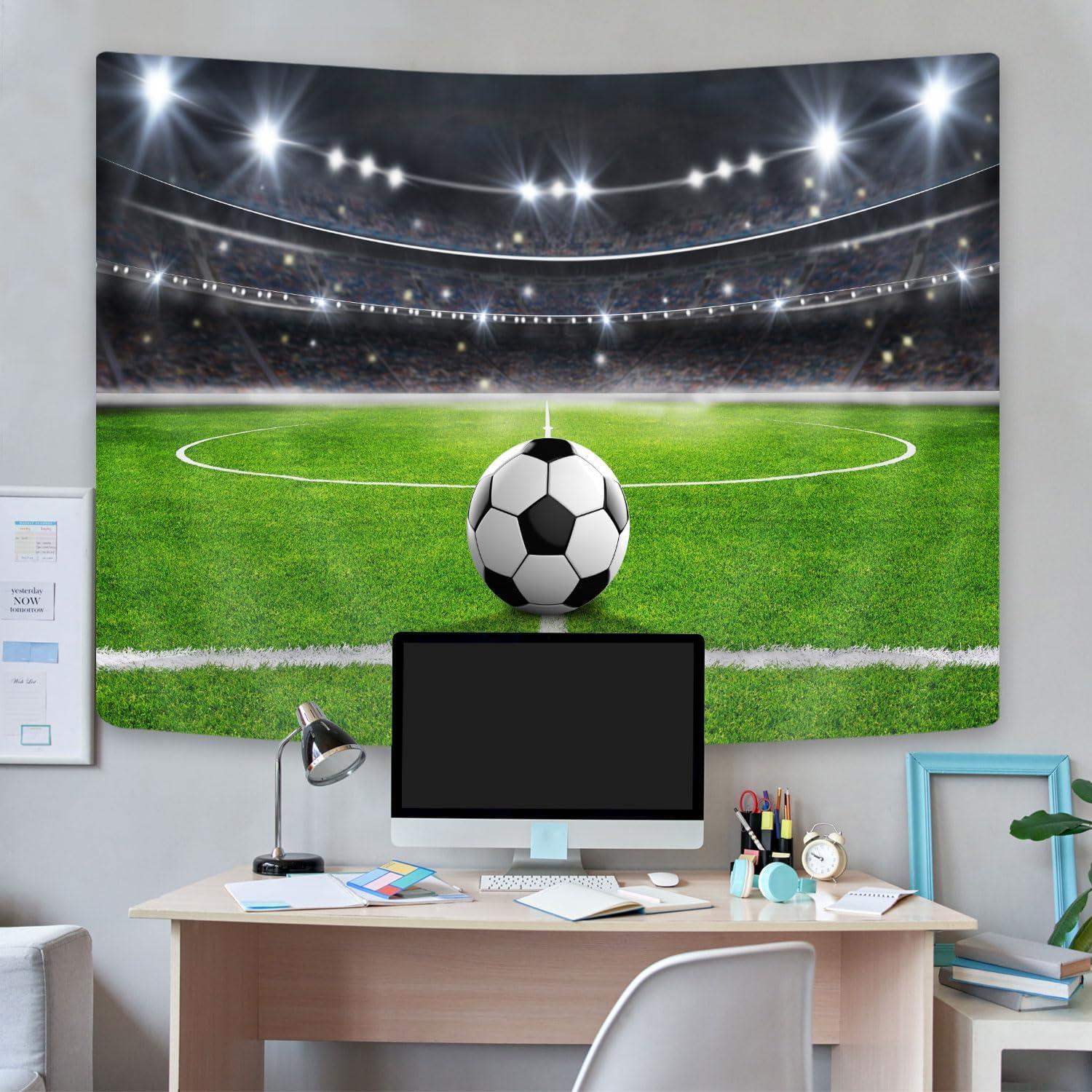 Creowell Soccer Decor Tapestry, Football Sports Tapestry Wall Hanging for Boys Bedroom, Small Tapestries Poster Blanket College Dorm Home Decorations  40x60inch