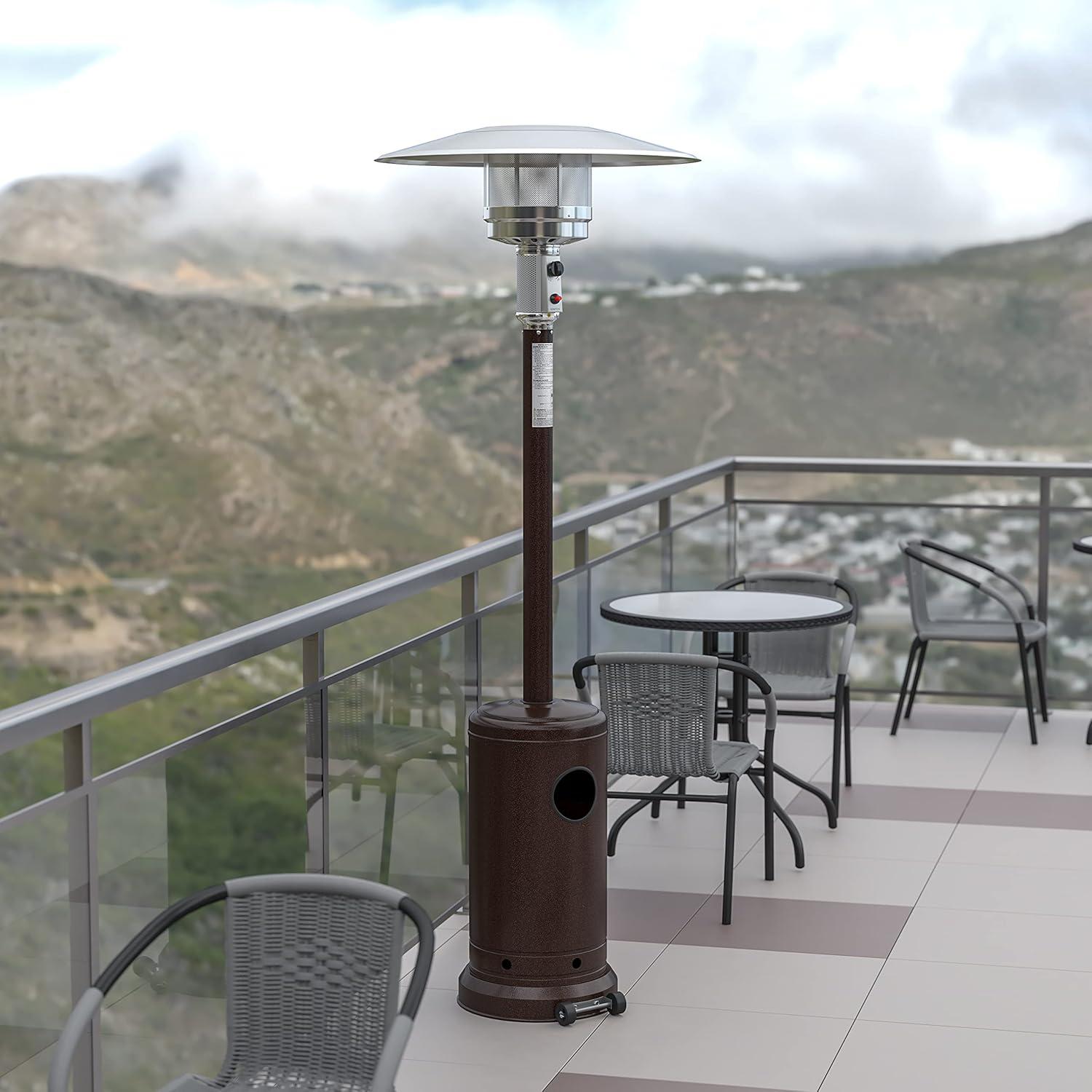 Sol 7.5' Stainless Steel Outdoor Patio 40,000 BTU Propane Heater with Wheels for Commercial & Residential Use
