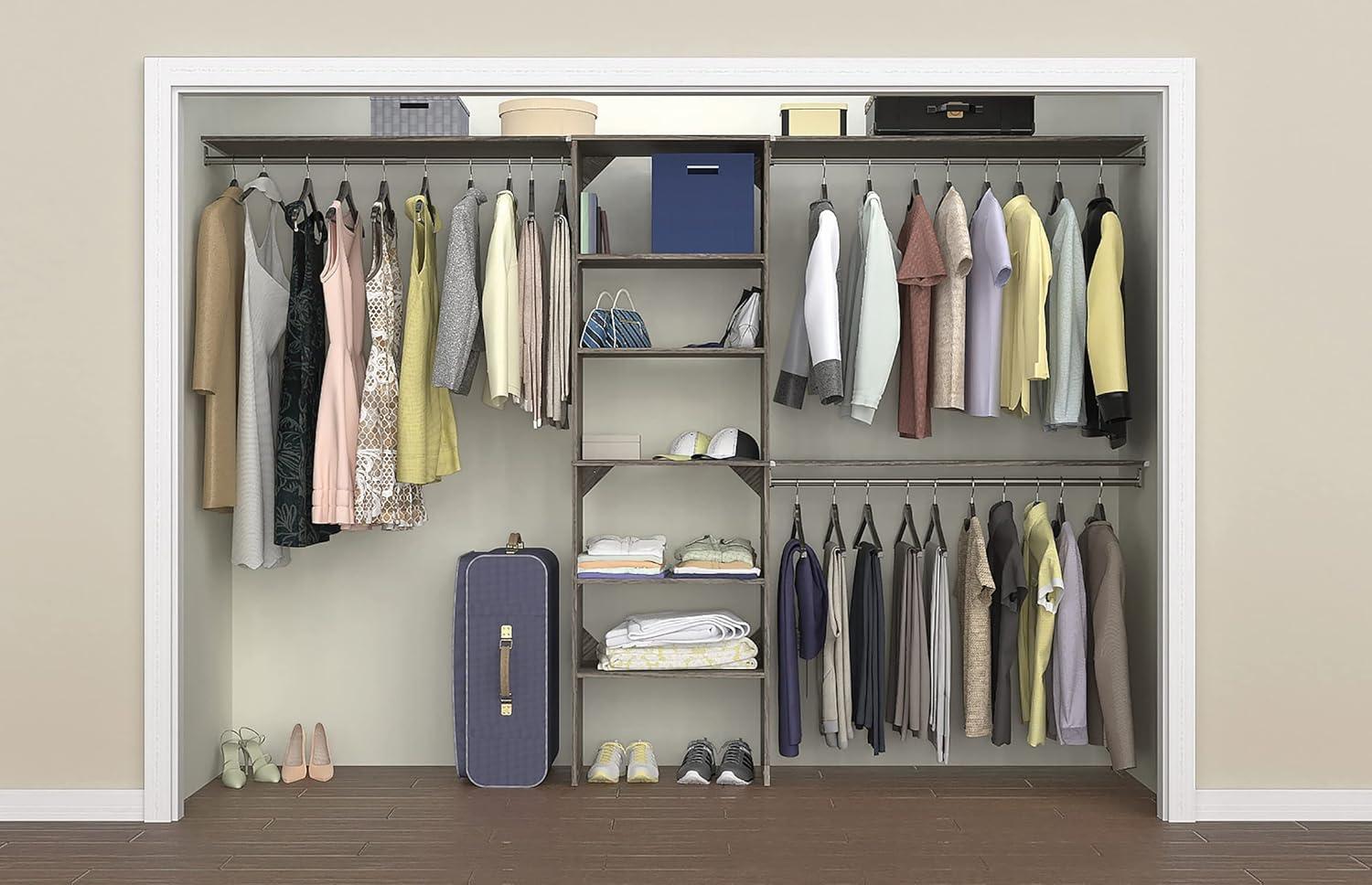 Gray 7-10 Foot Wide Closet System Kit with Adjustable Shelves