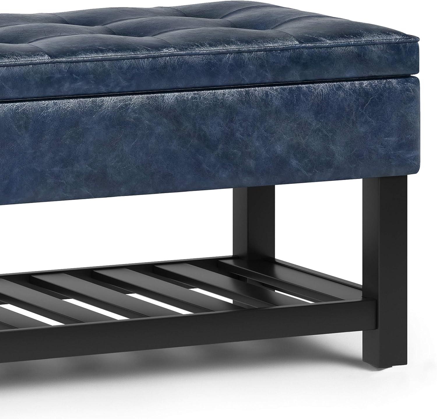 Simpli Home Cosmopolitan 44"W Transitional Tufted Storage Ottoman Bench with Lift Top