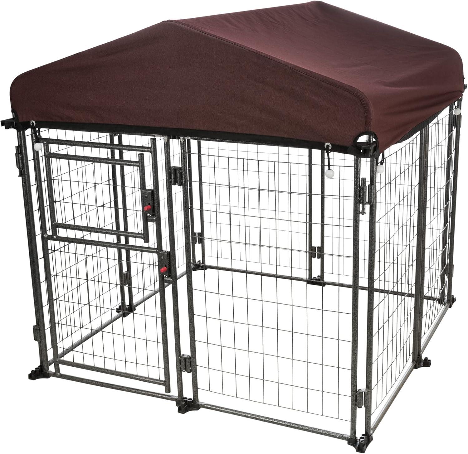 TRIXIE Deluxe Medium Expandable Metal Dog Kennel with Cover, 4x4' Wide