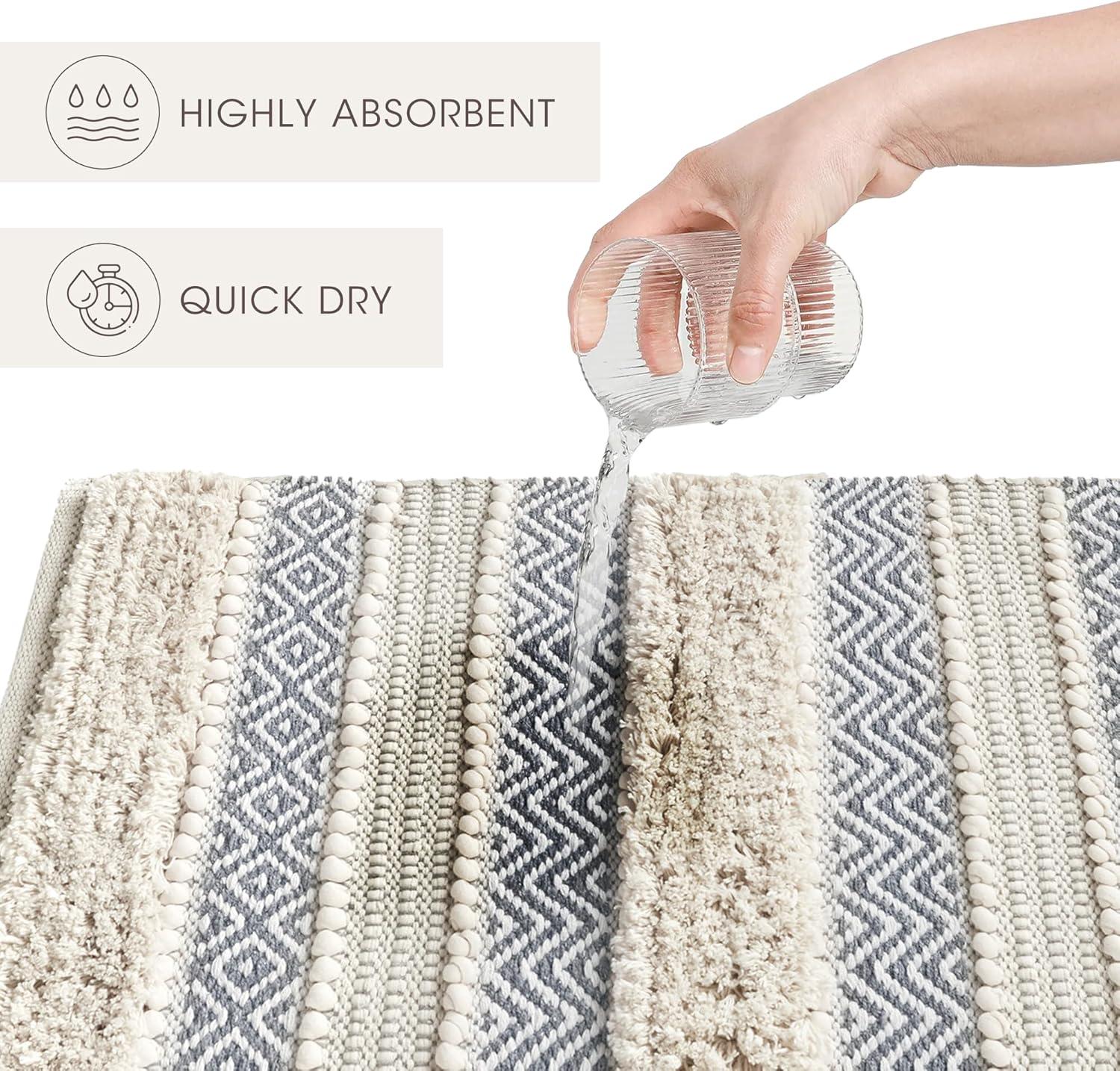 INK+IVY Asher Cotton Blend Bath Rug with Non-Slip Backing