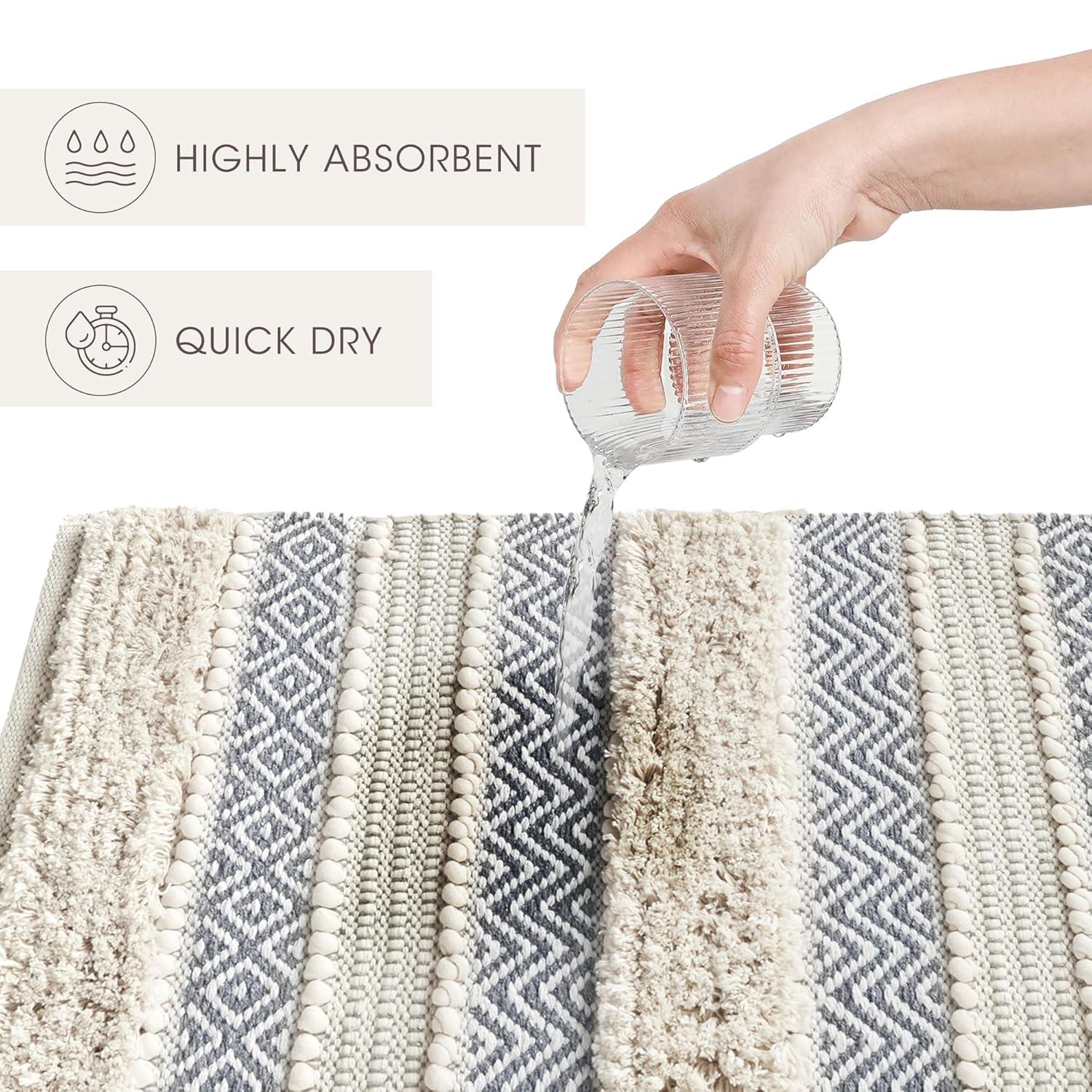 INK+IVY Asher Cotton Blend Bath Rug with Non-Slip Backing