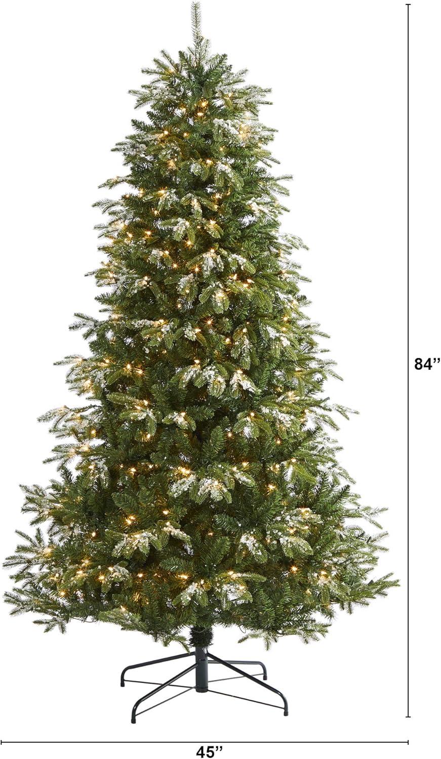 Nearly Natural 7’ Snowed Grand Teton Prelit Artificial Christmas Tree