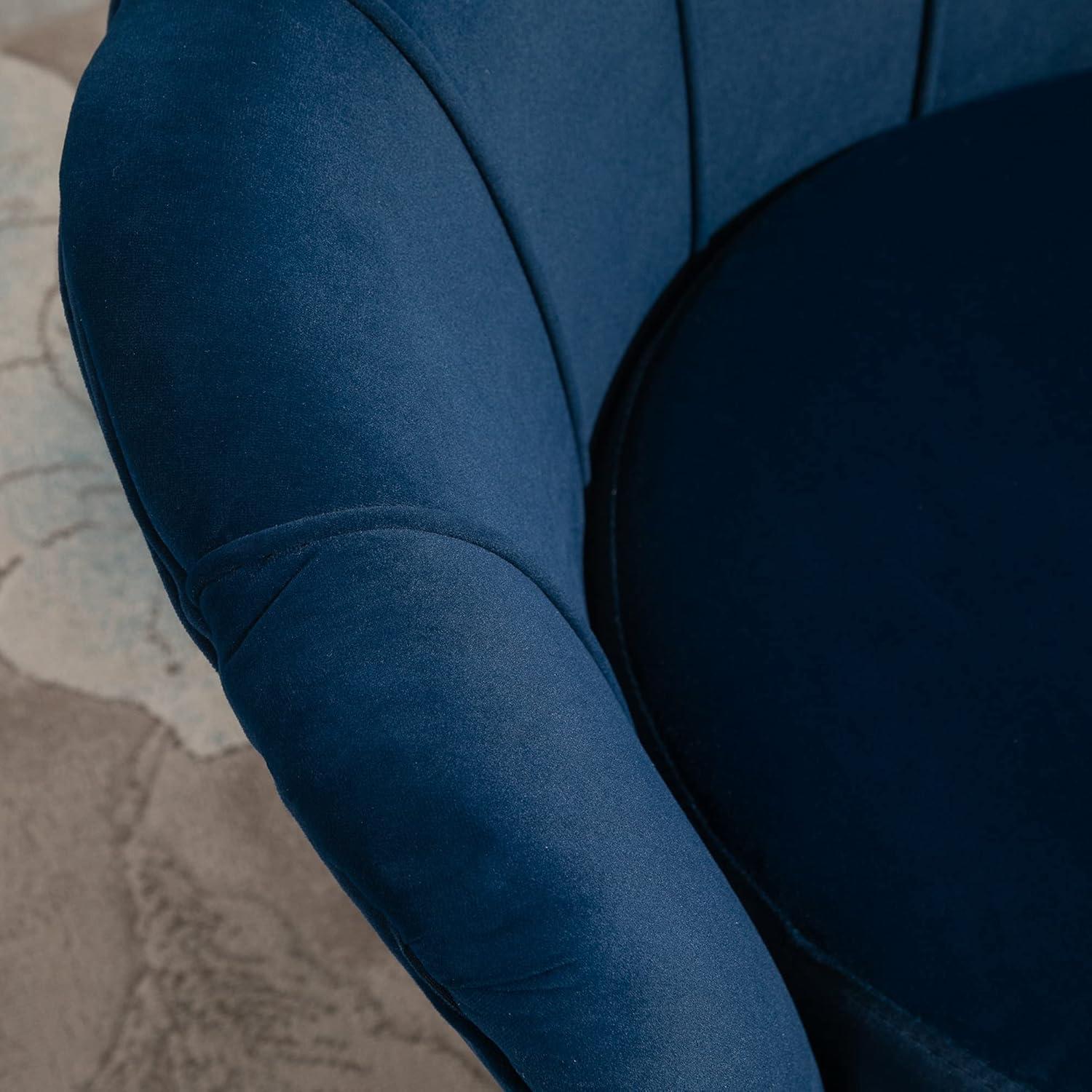 HOMCOM Elegant Velvet Fabric Accent Chair/Leisure Club Chair with Gold Metal Legs for Living Room, Blue