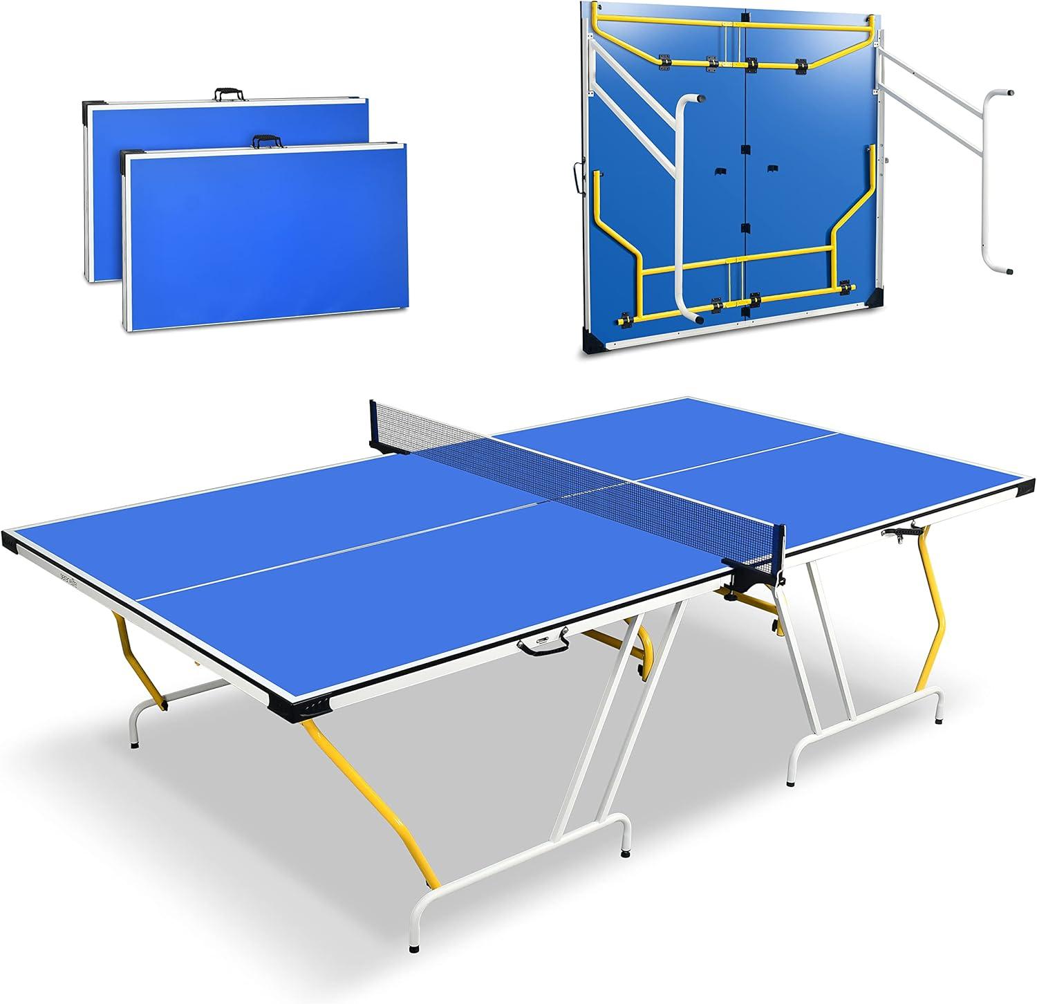 Full Size Blue Folding Table Tennis Table with Net and Clipper