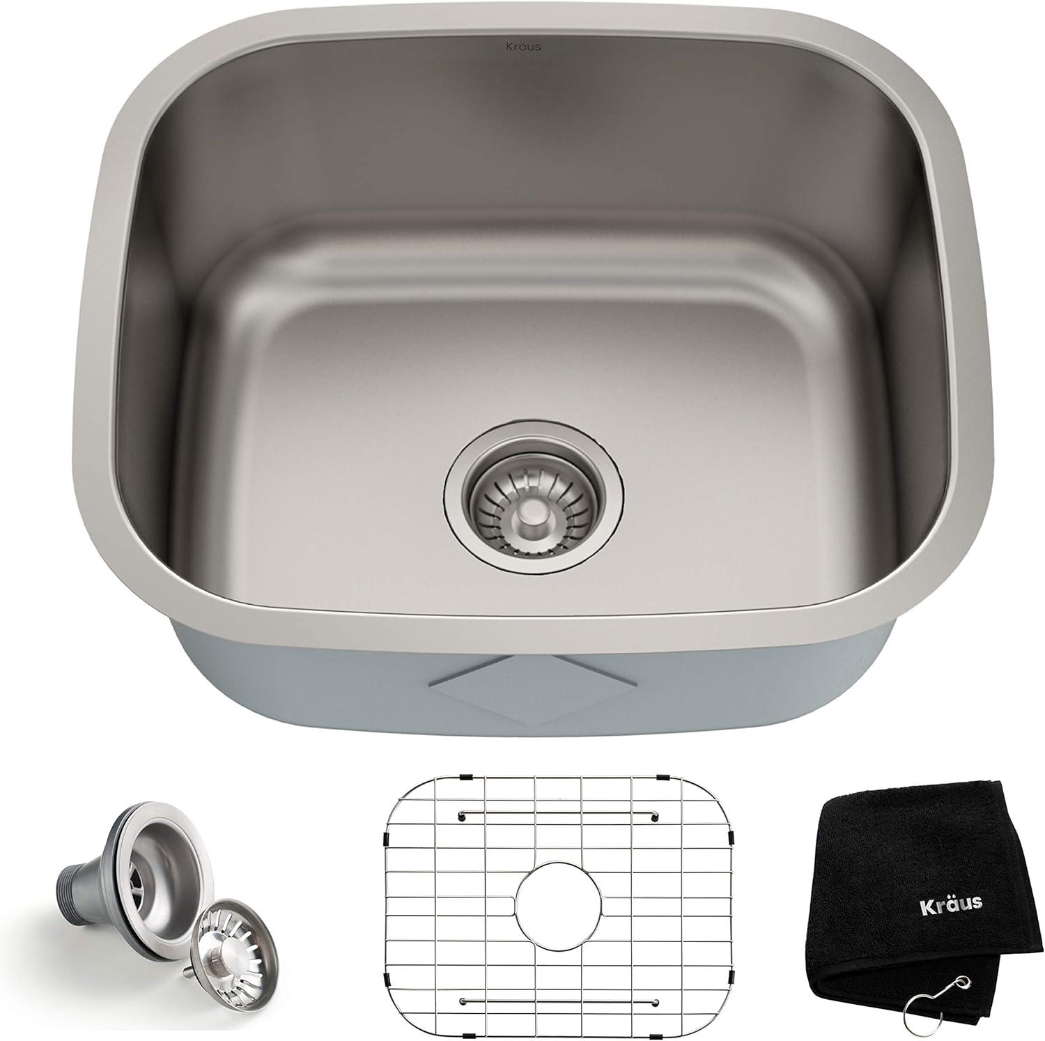 KRAUS Premier 16 Gauge Undermount Single Bowl Stainless Steel Kitchen Sink