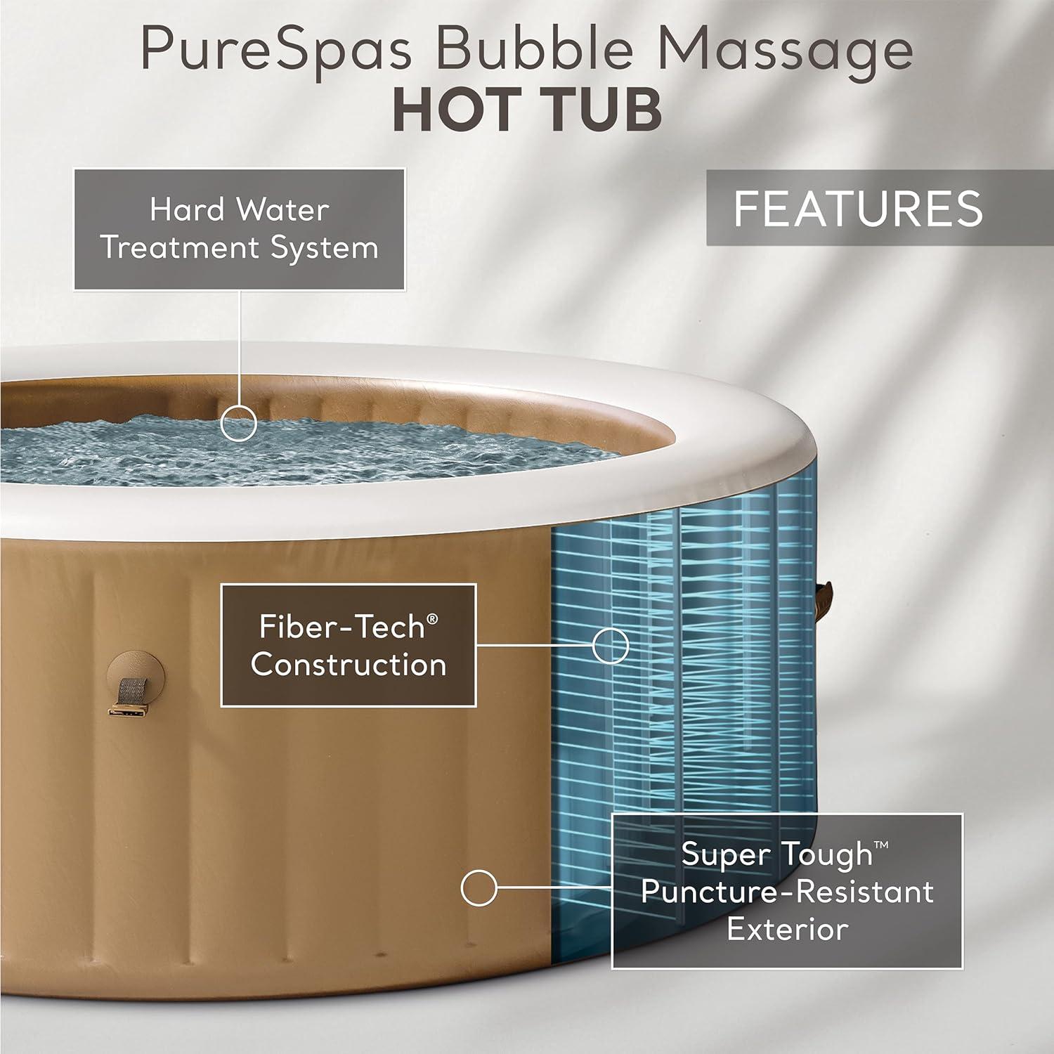 INTEX 28425EP PureSpa Bubble Massage Spa Set: Includes Energy Efficient Spa Cover – 120 Bubble Jets – 4 Person Capacity – 77" x 28"