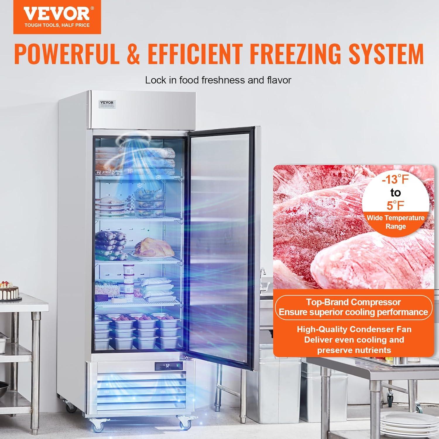 VEVOR 19.32 Cubic Feet Reach-In Freezer - 26.9''