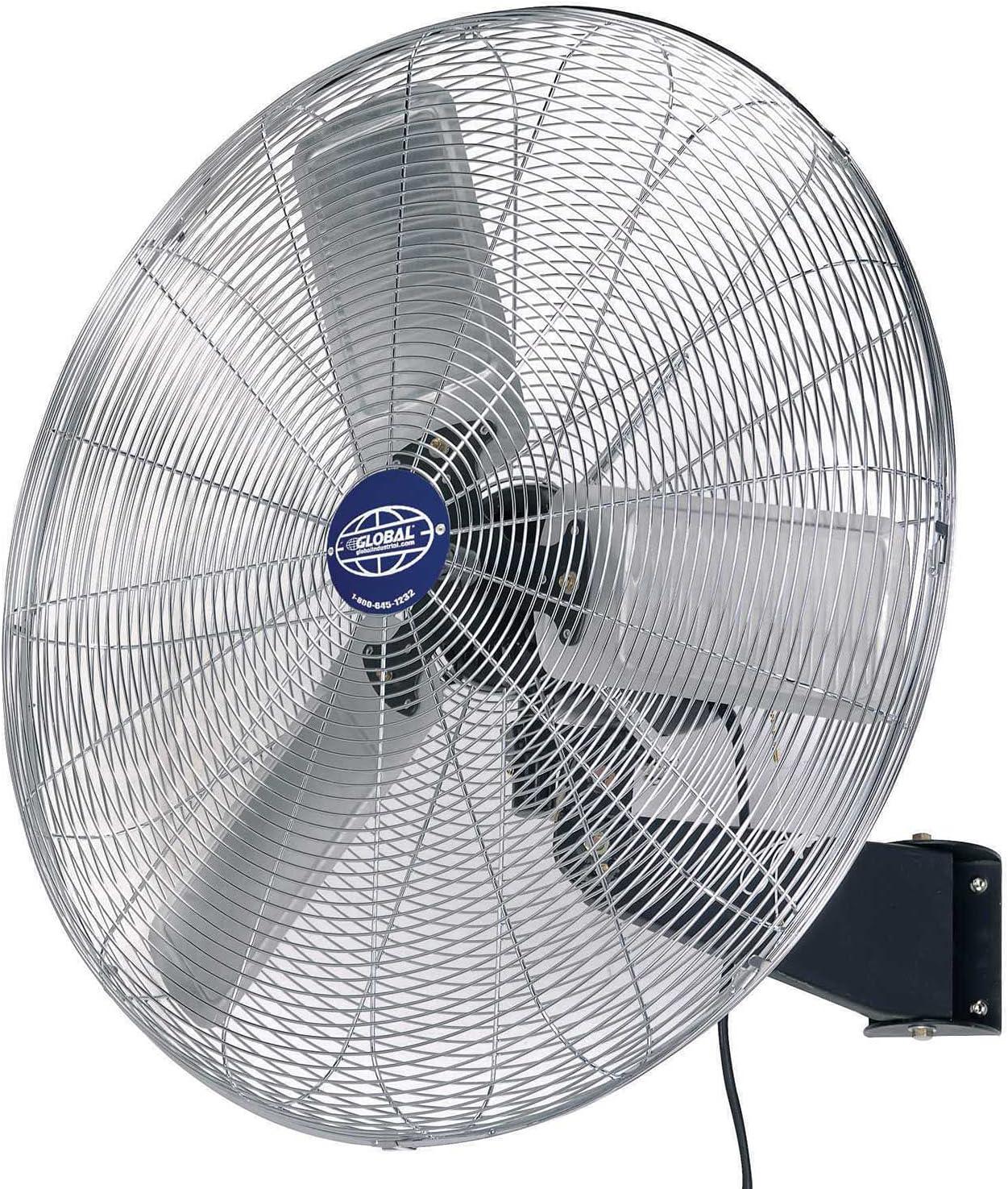 Industrial Silver 30" Wall Mount Oscillating Fan with Aluminum Blades