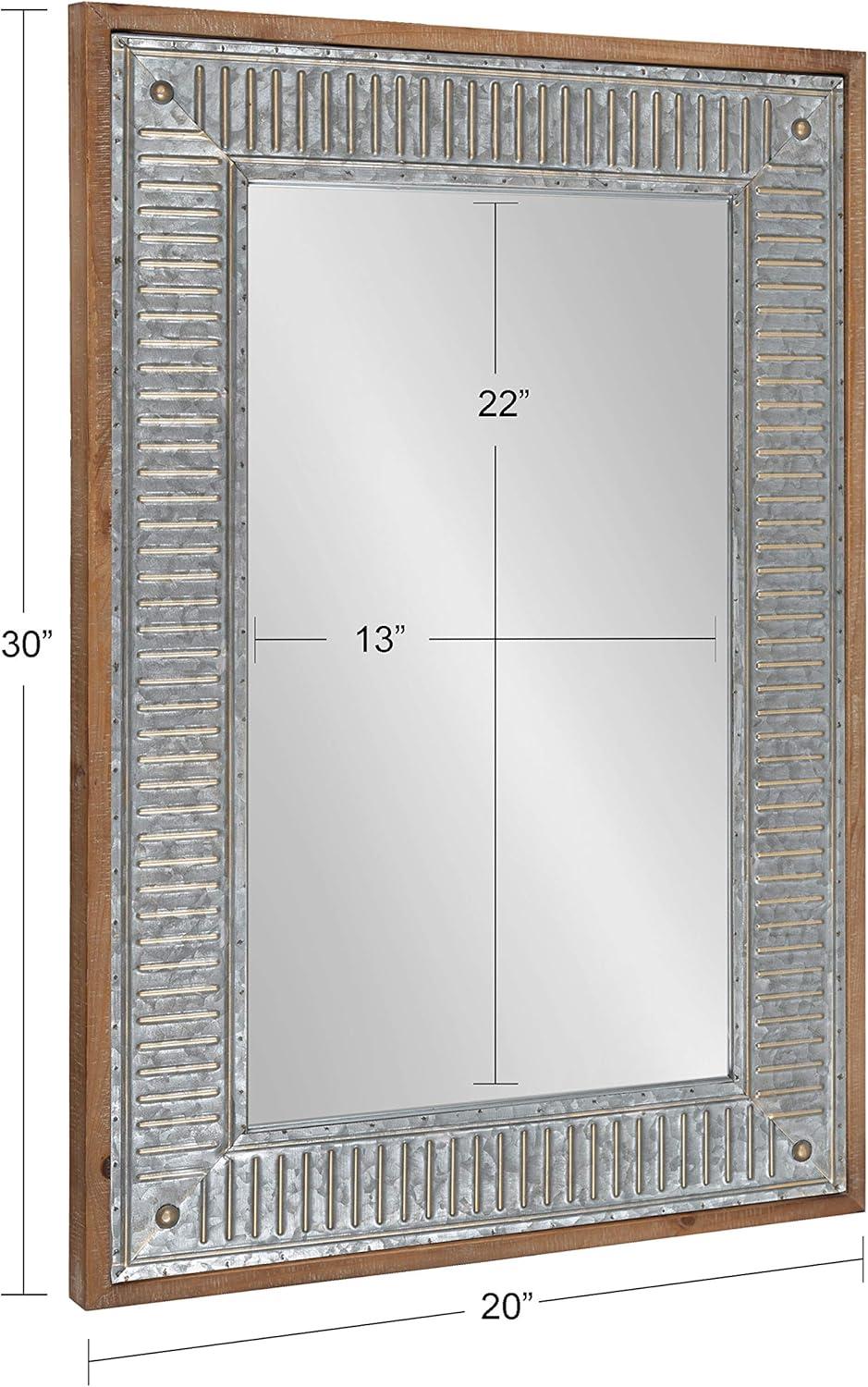 Rustic Brown Wood and Metal Full-Length Rectangular Mirror