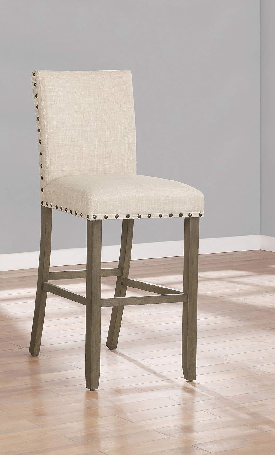 Coaster Solid Back Upholstered Fabric Bar Stools in Beige