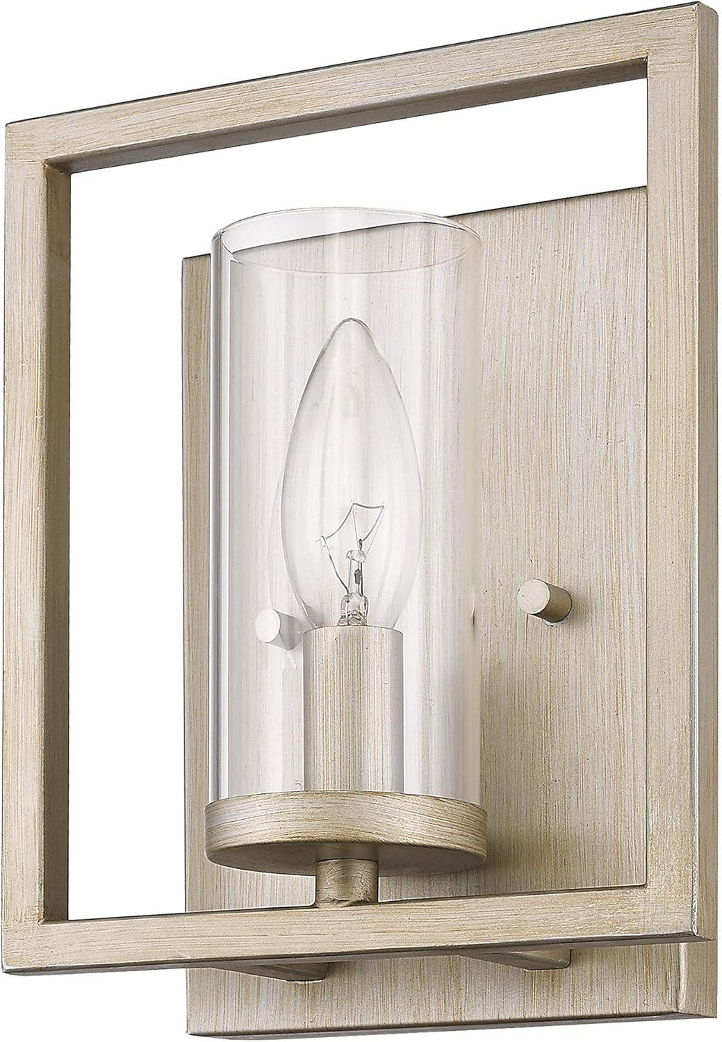 Golden Lighting Marco 1-Light Wall Sconce in White Gold with Clear Glass