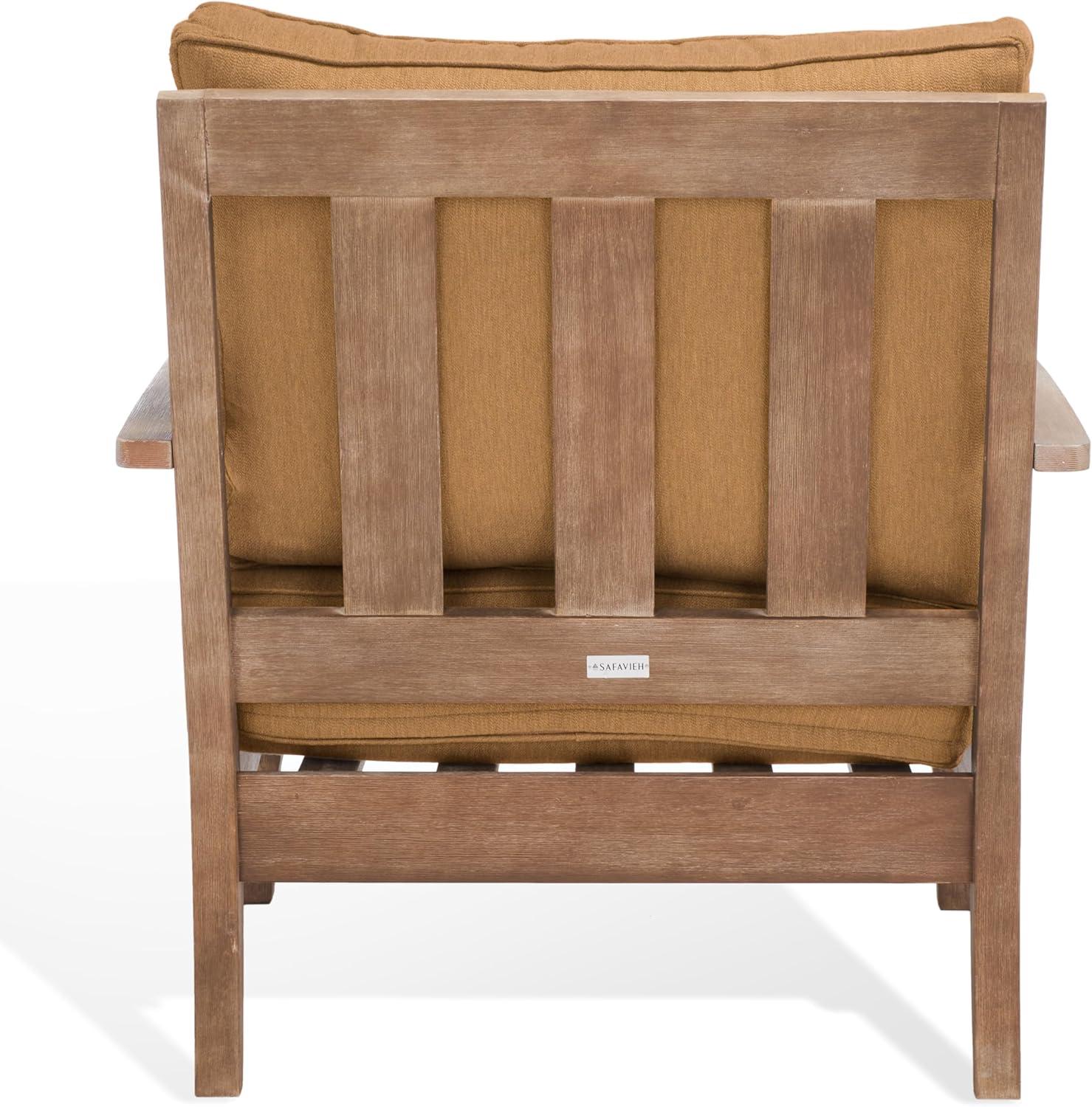 SAFAVIEH Couture Martinique Coastal Eucalyptus Wood Solid Armchair, Natural/Grey