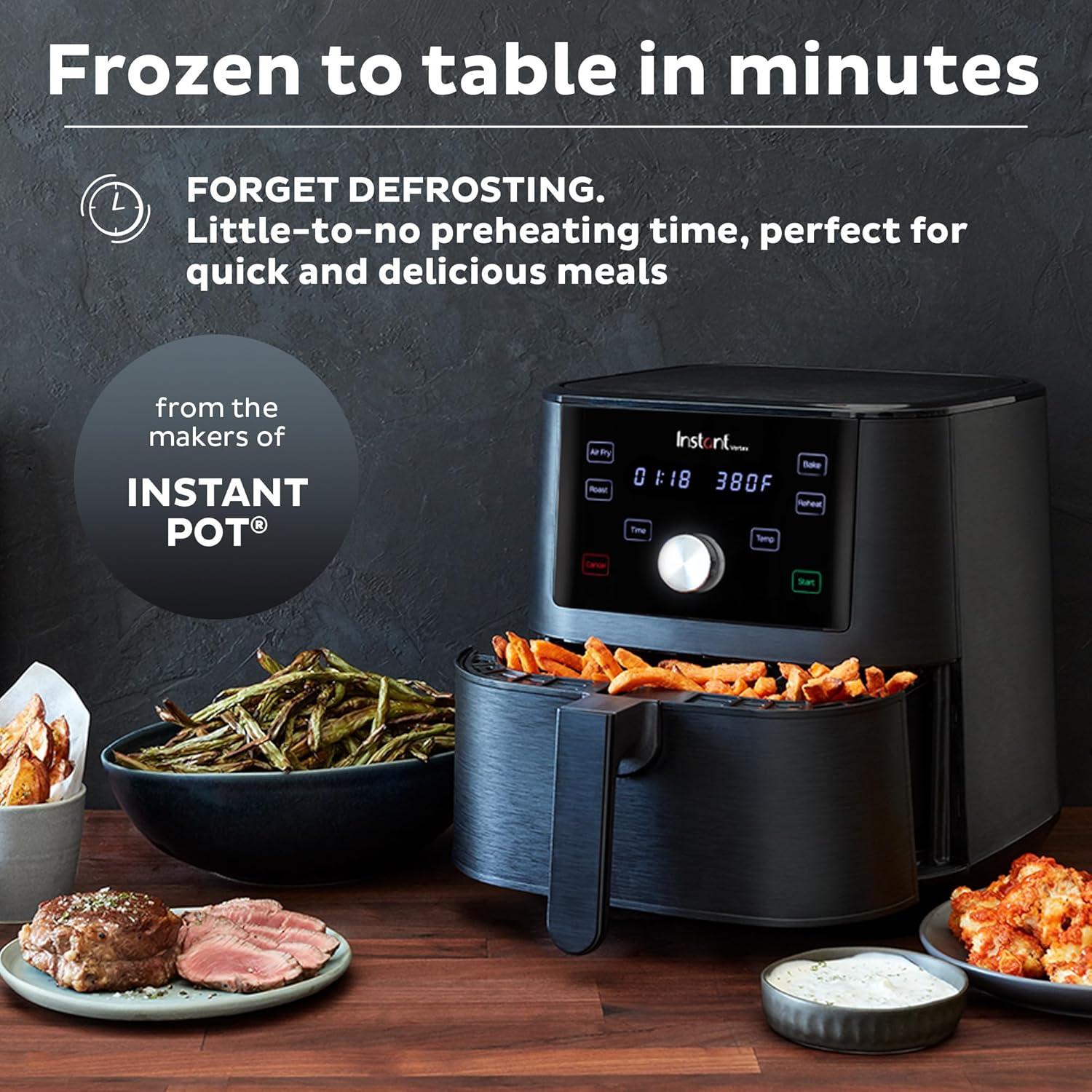 Instant Vortex 6 qt 4-in-1 Air Fryer: Instant Pot, 1700W, Black, Dishwasher-Safe, Roasts & Bakes, 1-Year Warranty