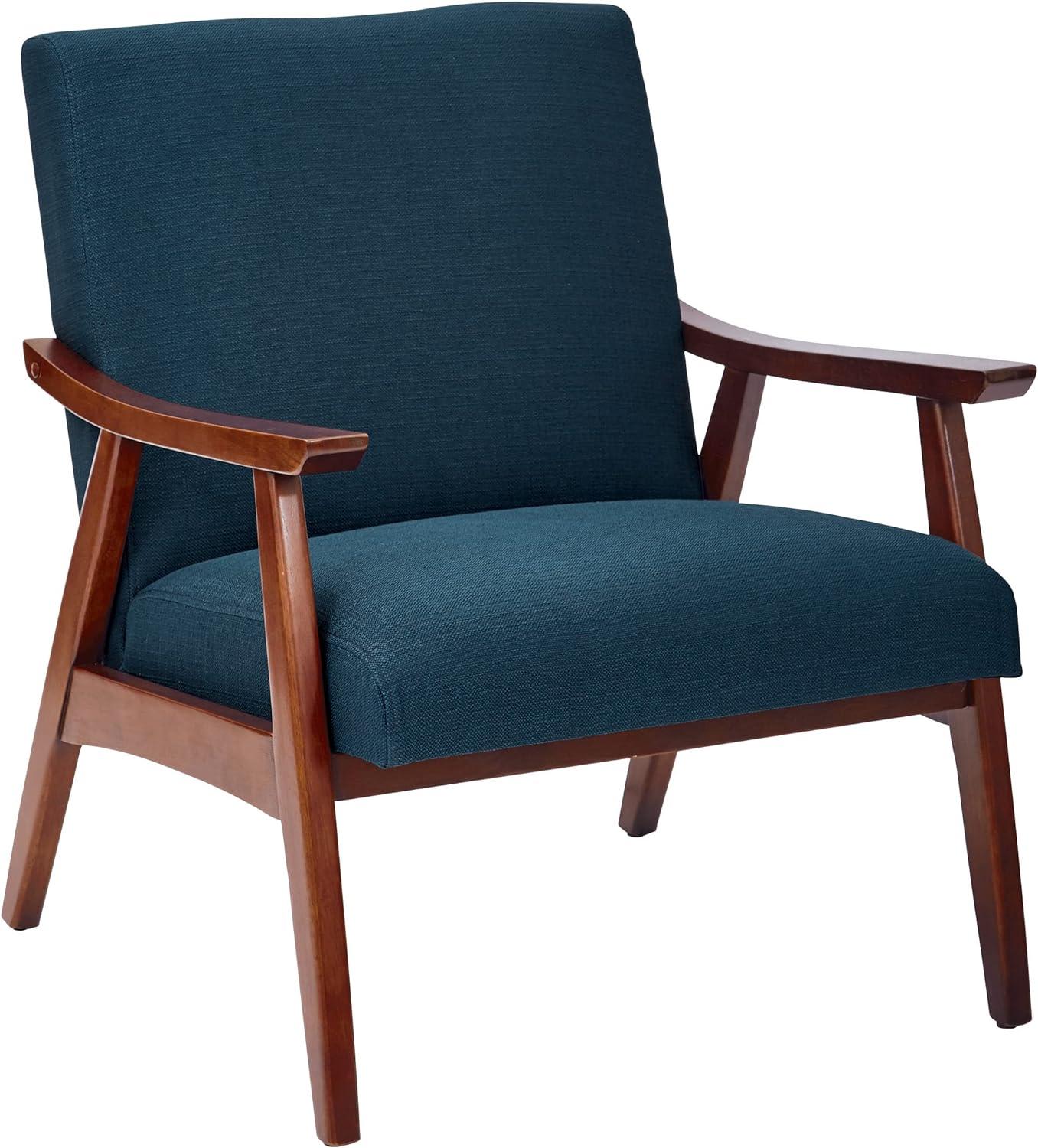 Mid-Century Modern Davis Accent Chair in Klein Azure with Wood Frame