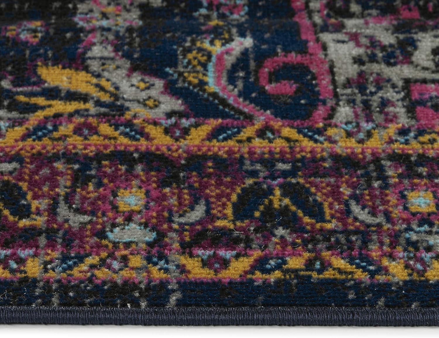 Zuma Beach Navy Polypropylene Boho Throw Rug 2' x 3'