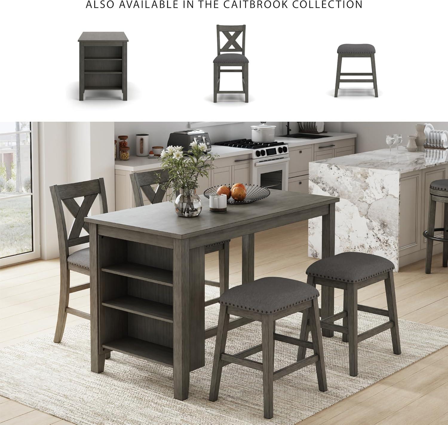 Signature Design by Ashley Caitbrook Rustic 24.4" Counter Height Upholstered Barstool, Set of 2