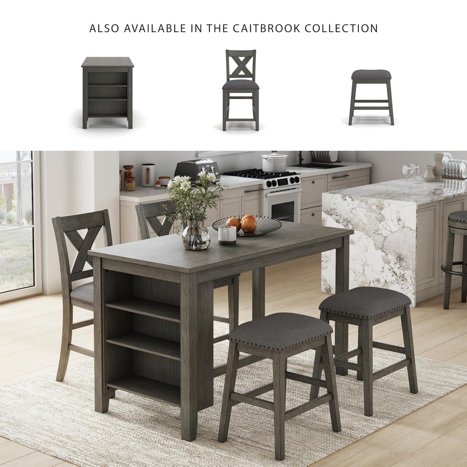 Signature Design by Ashley Caitbrook Rustic 24.4" Counter Height Upholstered Barstool, Set of 2