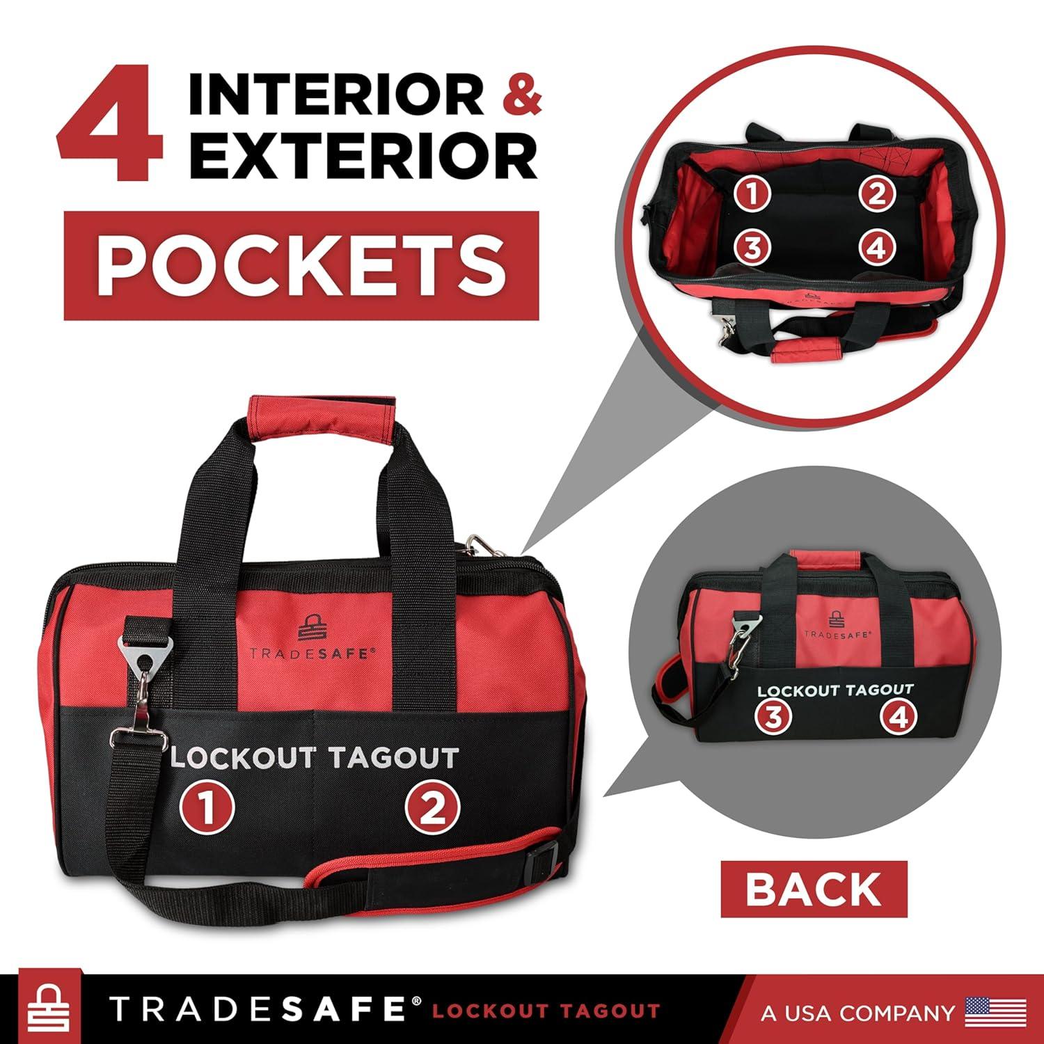 TRADESAFE Lockout Tagout Tool Carrying Bag, Unstocked Lockout Bag, 16-1/2" x 8-1/2" x 11-1/2"