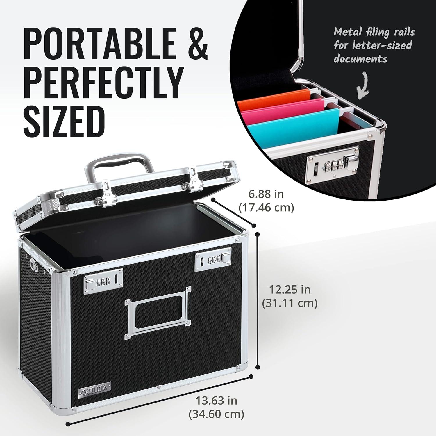 File Organizer Storage Box - Portable Locking Storage Totes With Dual Combination Locks For Filing Office Documents