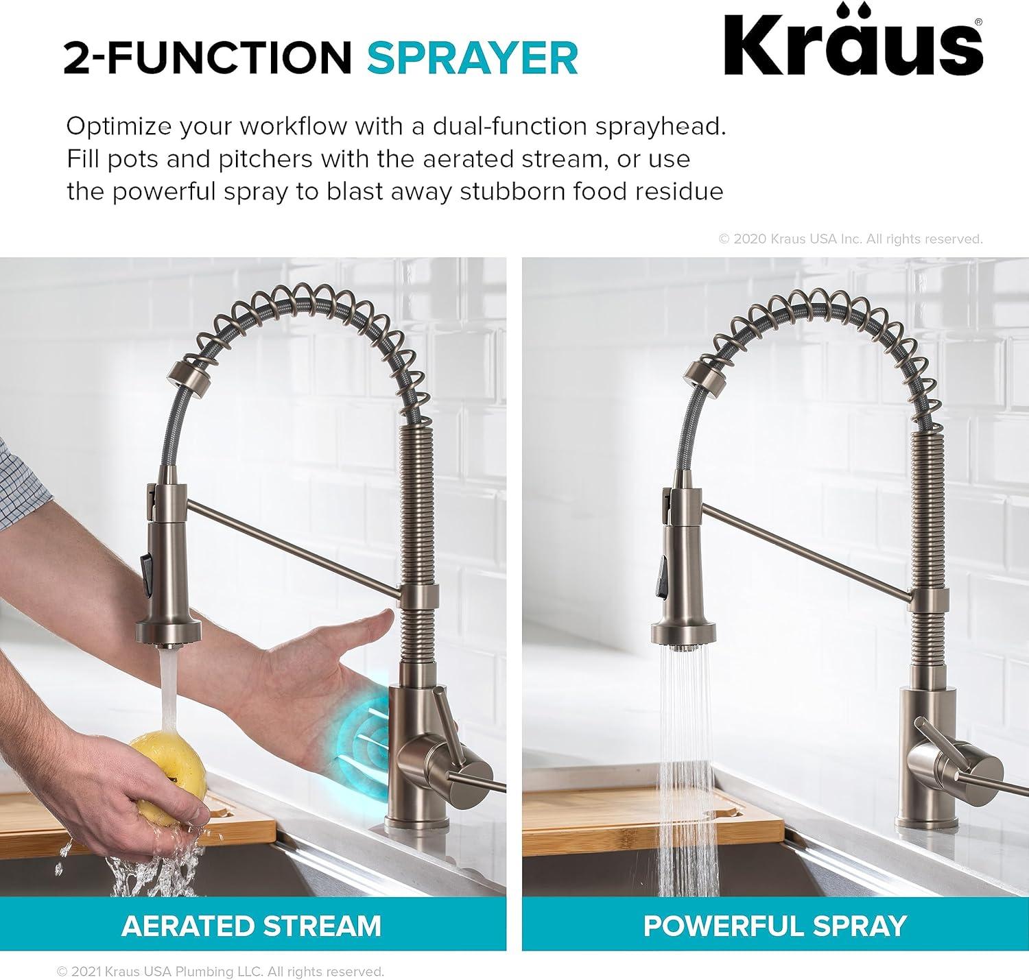 Kraus Bolden Touchless Sensor Commercial Style 2-Function Single Handle Pull-Down Kitchen Faucet