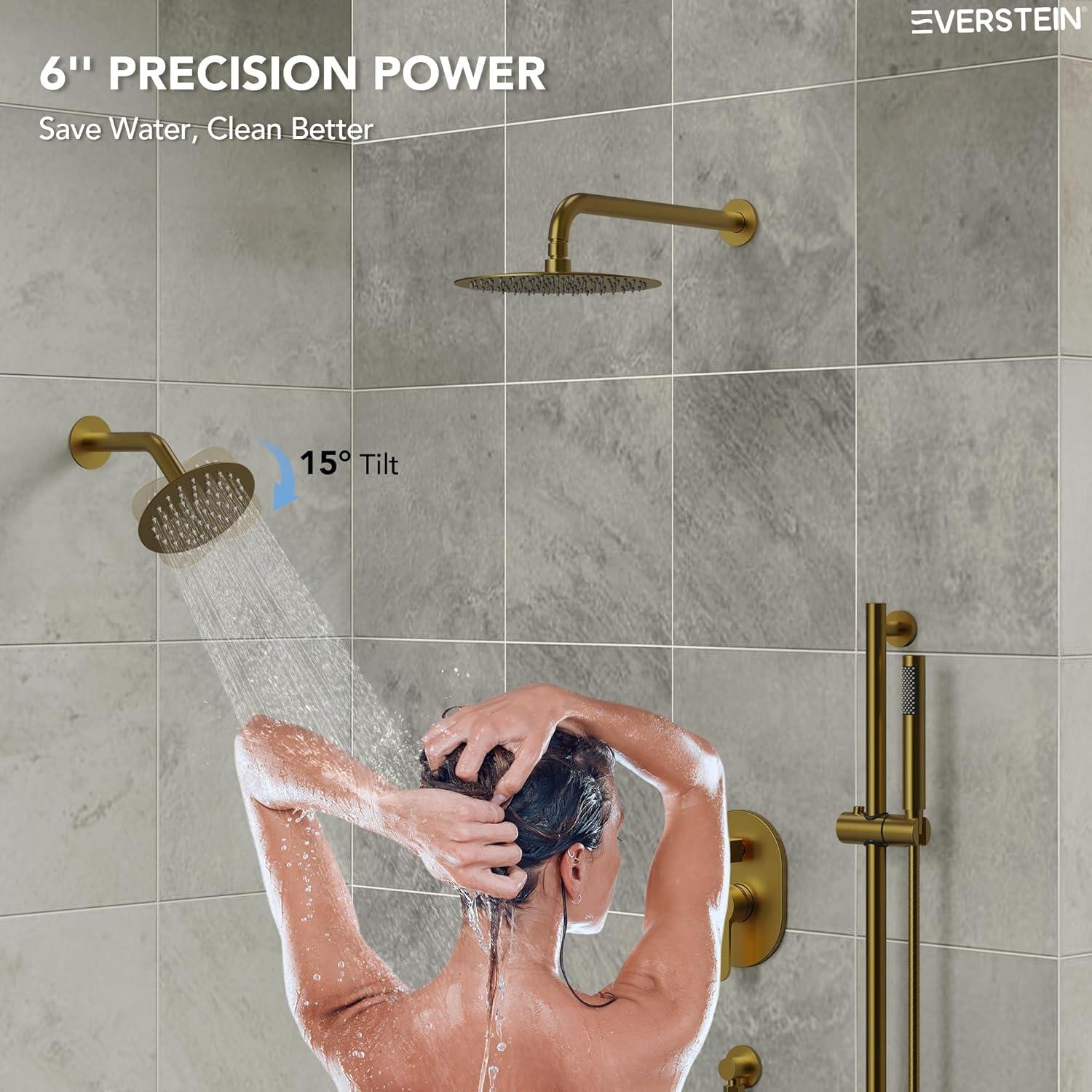 DualJetSpa 3-Function Round 10" & 6" Dual Shower Faucet System with Pressure Balancing Rough-In Valve
