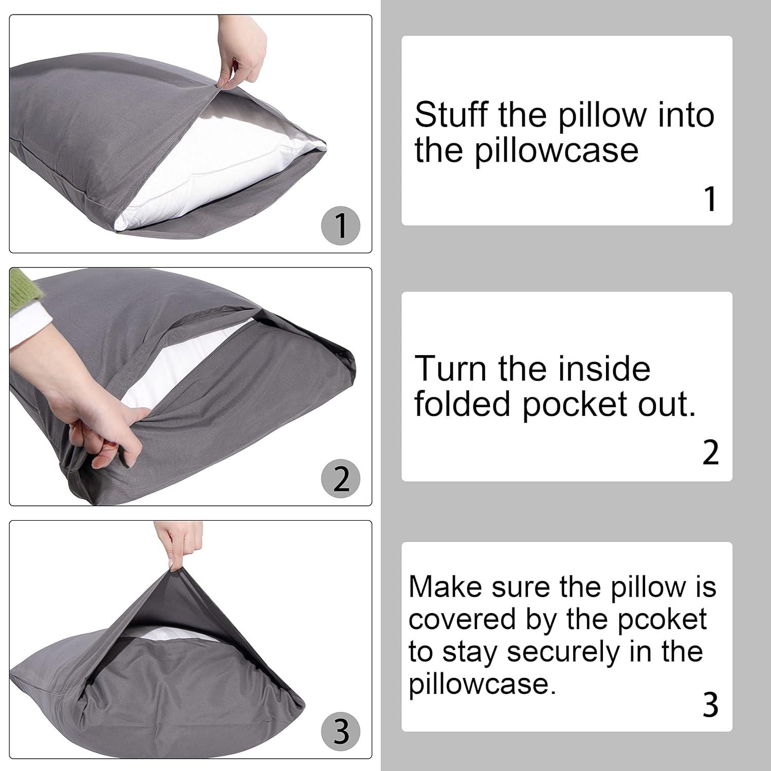 2 Pack Satin King Pillowcases for Hair and Skin, Luxurious Pillow Cases with Envelope Closure, 20x36 Inches, Black - NTBAY