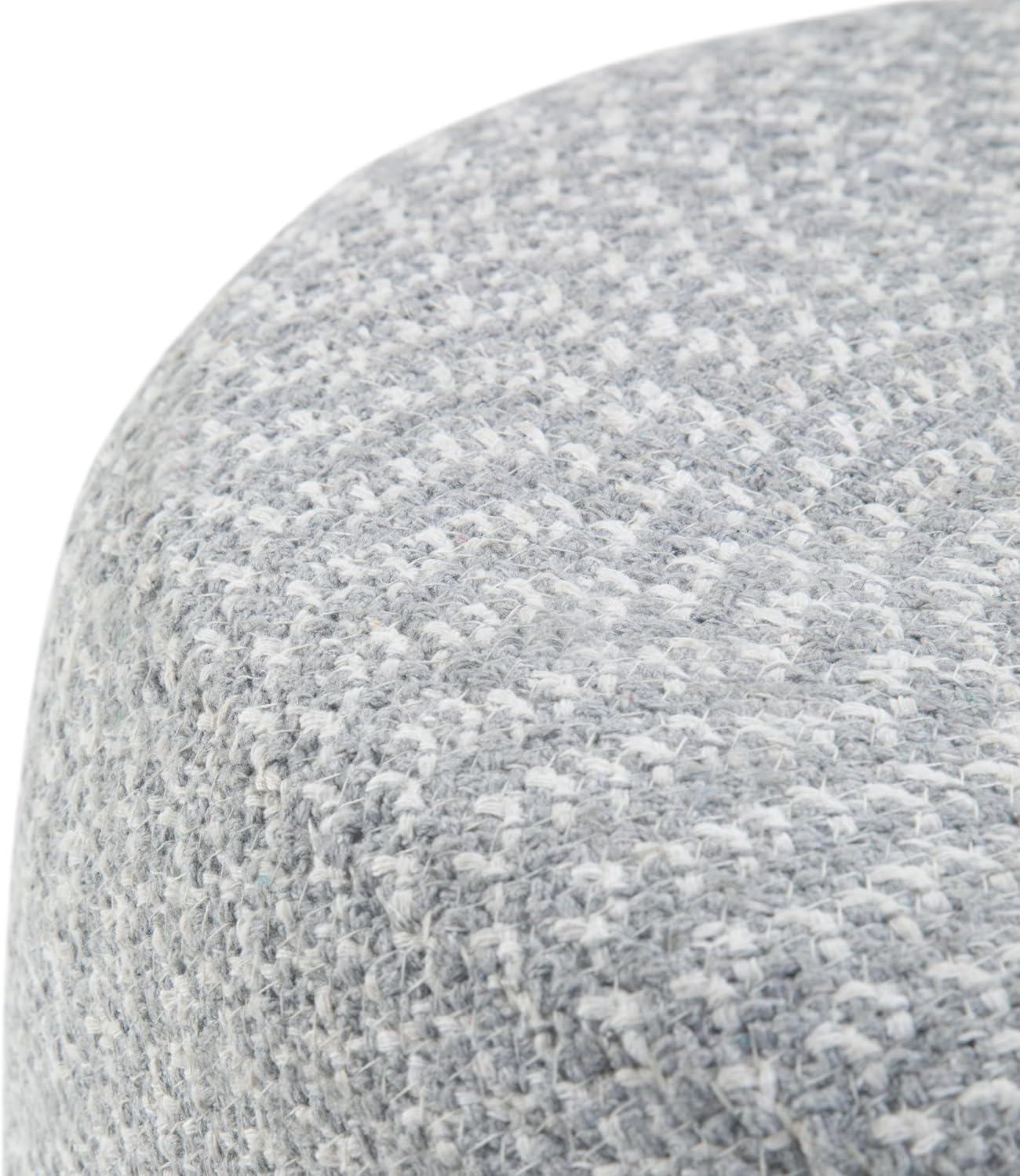 SIMPLIHOME Bayley Boho Round Braided Pouf in Blue, Natural Cotton for the Living Room, Bedroom and Kids Room