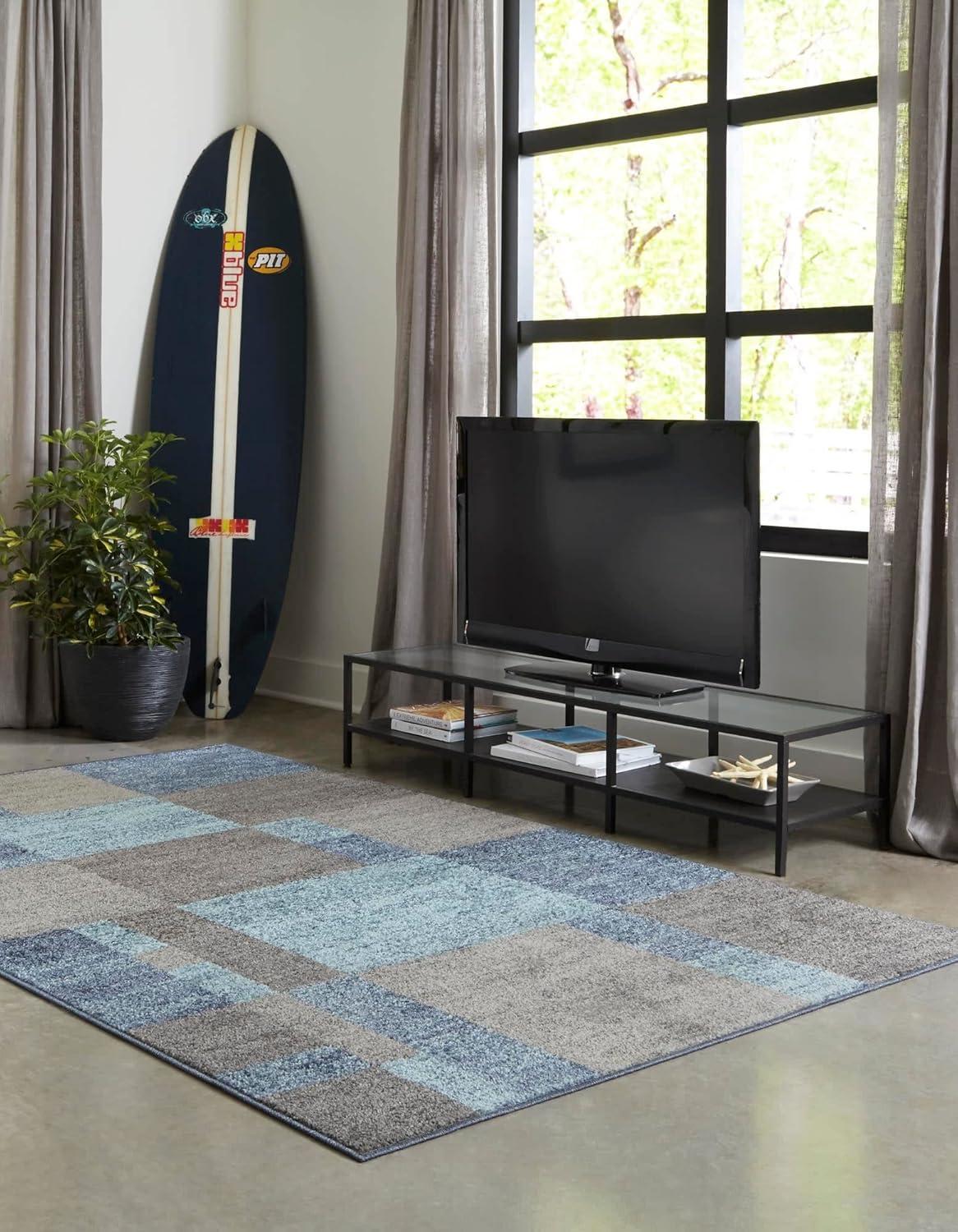 Unique Loom Autumn Collection Area Rug - Providence (9'  x 12' Rectangle Blue Gray/Light Brown)