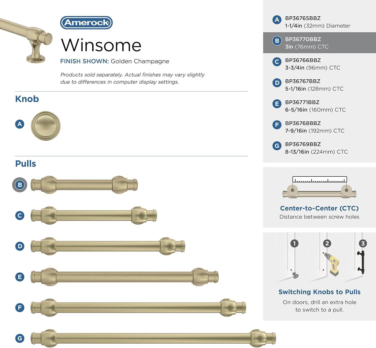 Winsome 3 in (76 mm) Center-to-Center Cabinet Pull