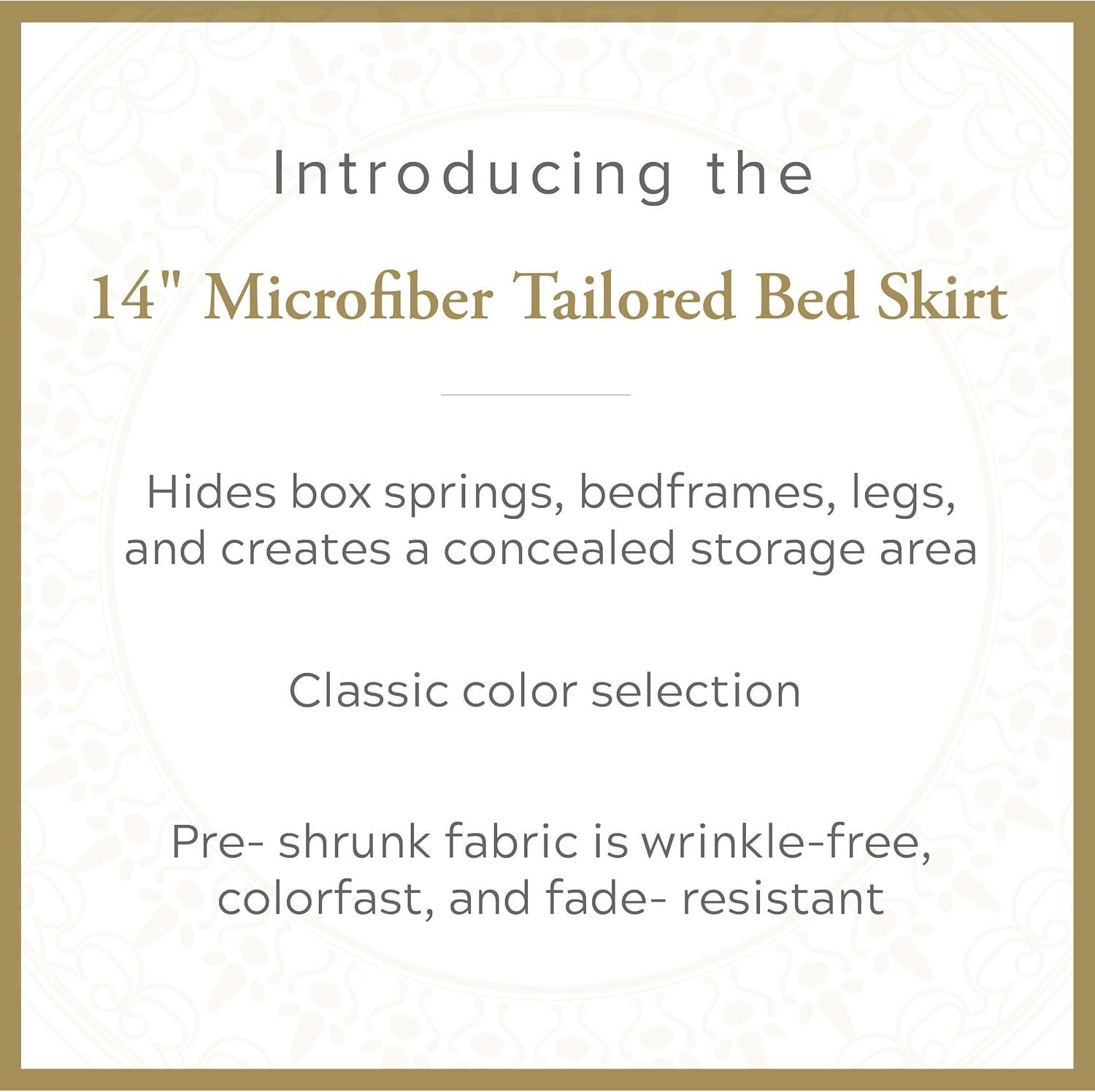 Luxury Hotel Microfiber Tailored Style Bed Skirt with Classic 14 Inch Drop Length, Full, Navy