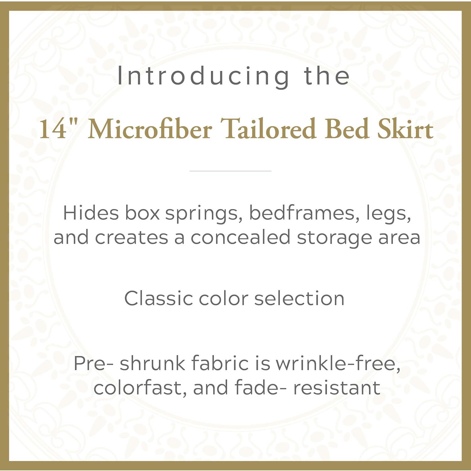 Luxury Hotel Microfiber Tailored Style Bed Skirt with Classic 14 Inch Drop Length, Full, Navy