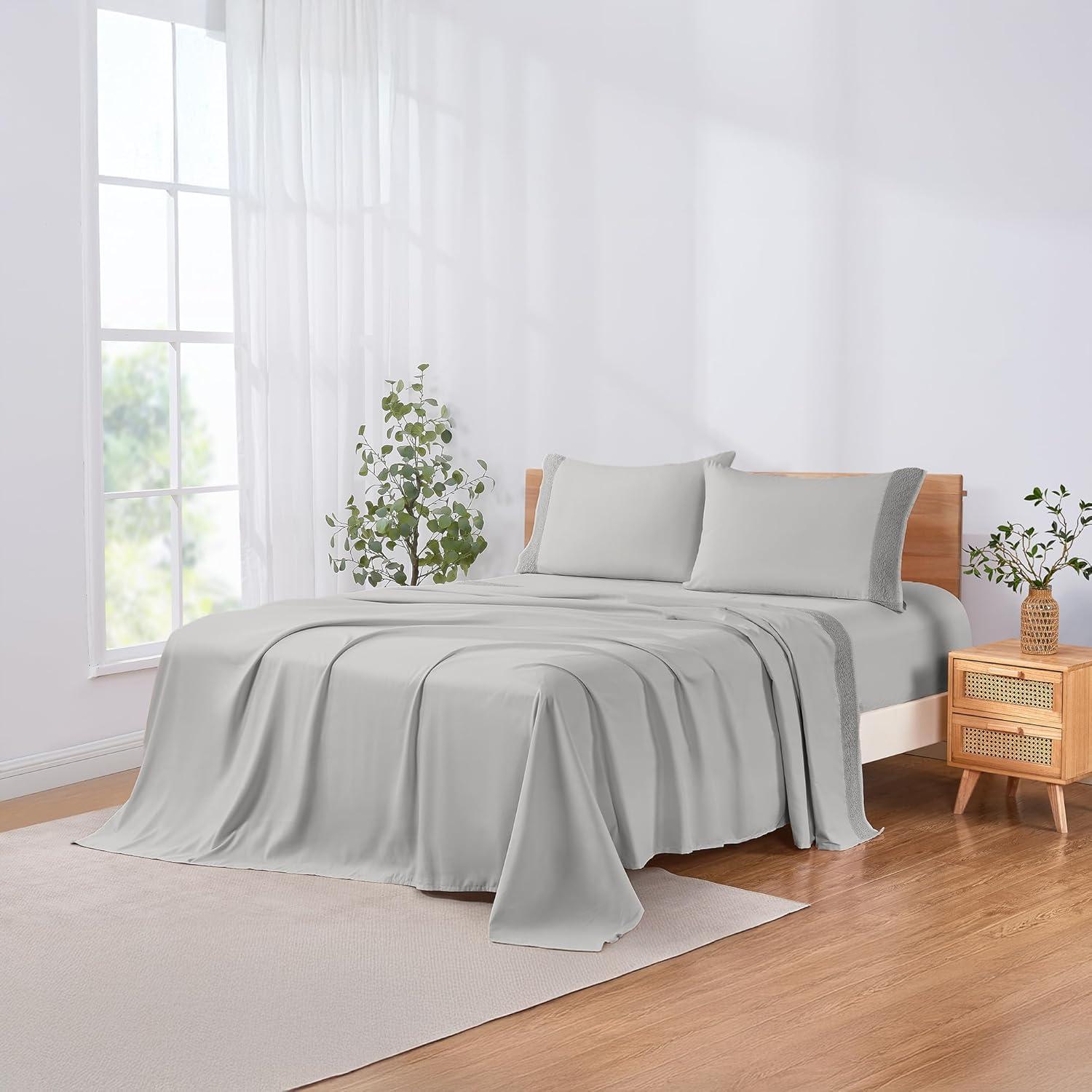 Modern Threads Modern Threads Yate Soft Microfiber Crochet Lace Sheets - Luxurious Microfiber Bed Sheets - Includes Flat Sheet, Fitted Sheet with Deep Pockets, & Pillowcases