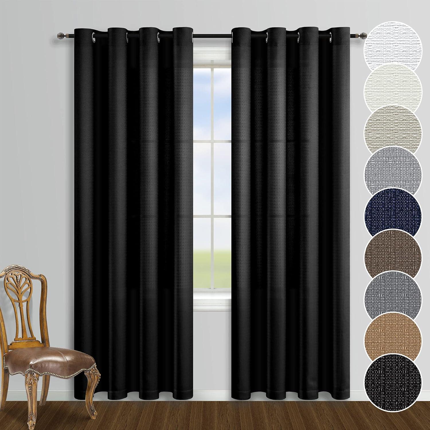 Black 84-Inch Room Darkening Grommet Top Curtains