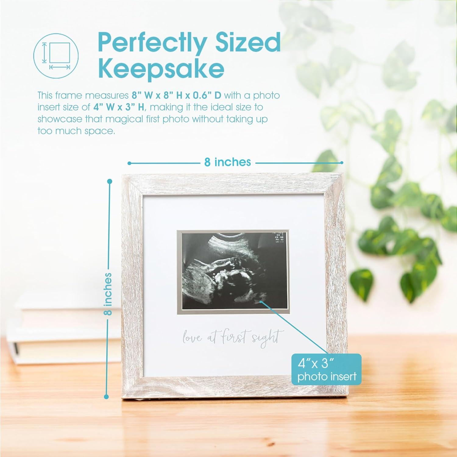 Pearhead Love at First Sight Sonogram Picture Frame - Rustic White