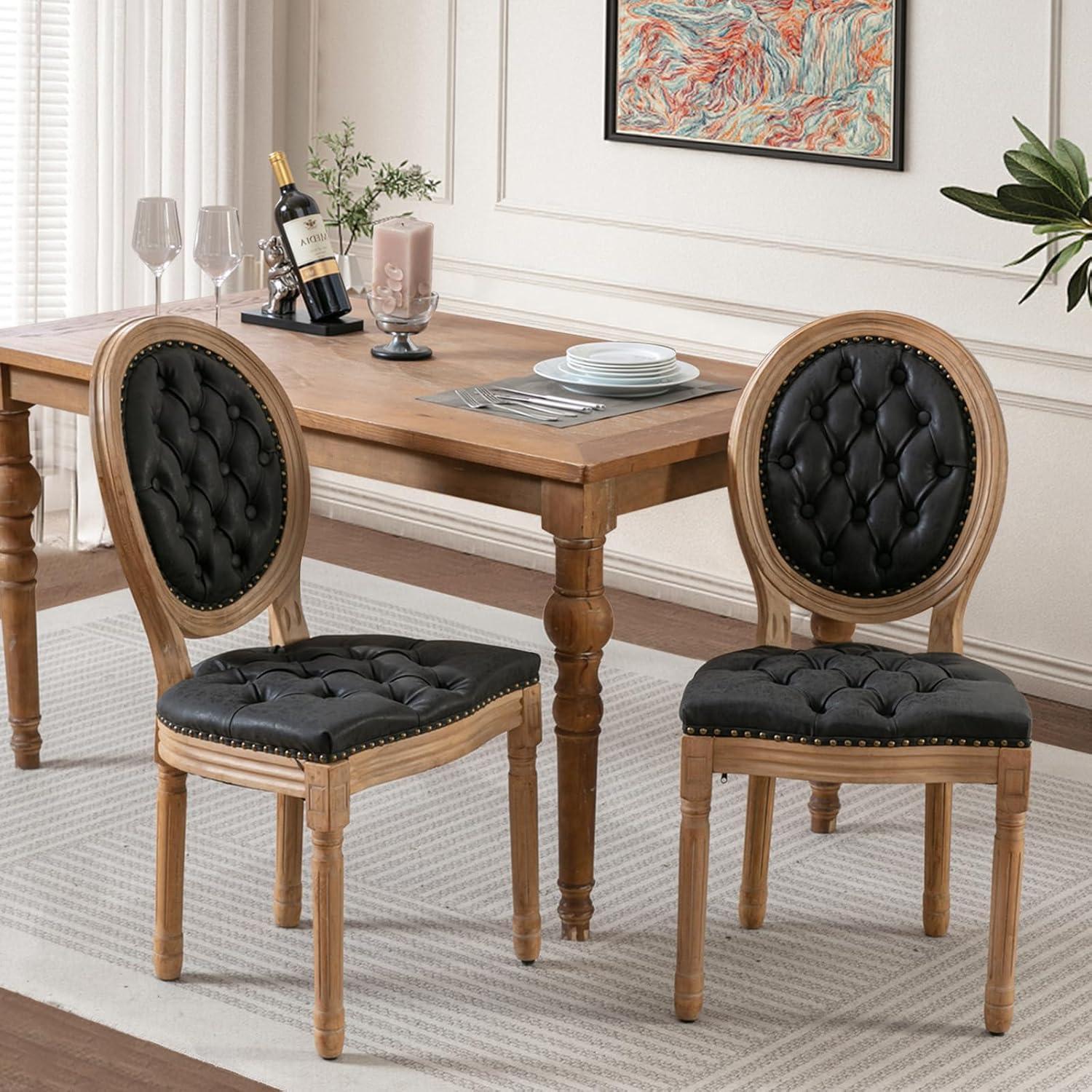 Ophelia & Co. French Style Solid Wood Frame Dining Chair with Nailhead Trim Set of 2