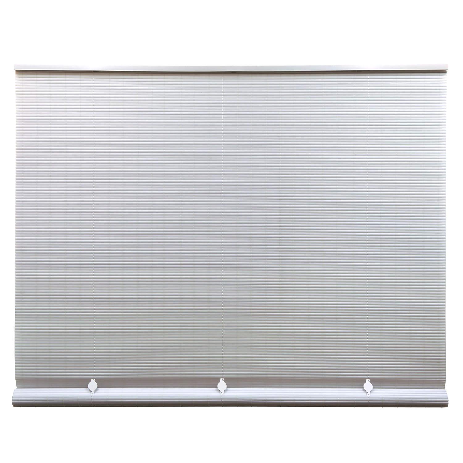 48" x 72" Outdoor Oval Vinyl Cord-Free PVC Rollup Blinds White - Radiance: UV Protection, Child Safe