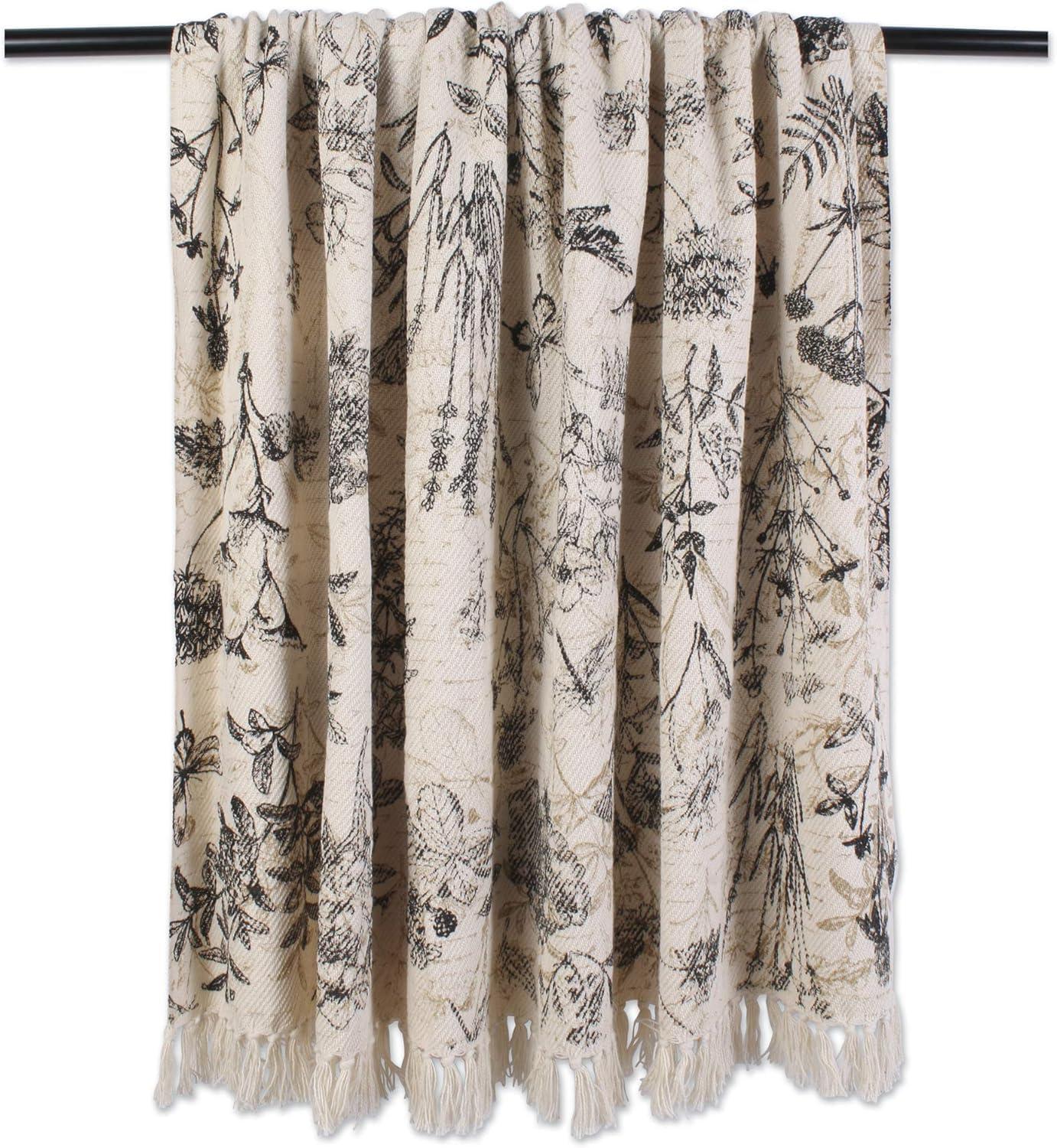 Botanical Printed Throw - Design Imports: Cotton, Hypoallergenic, Machine Washable, 50x60 inches